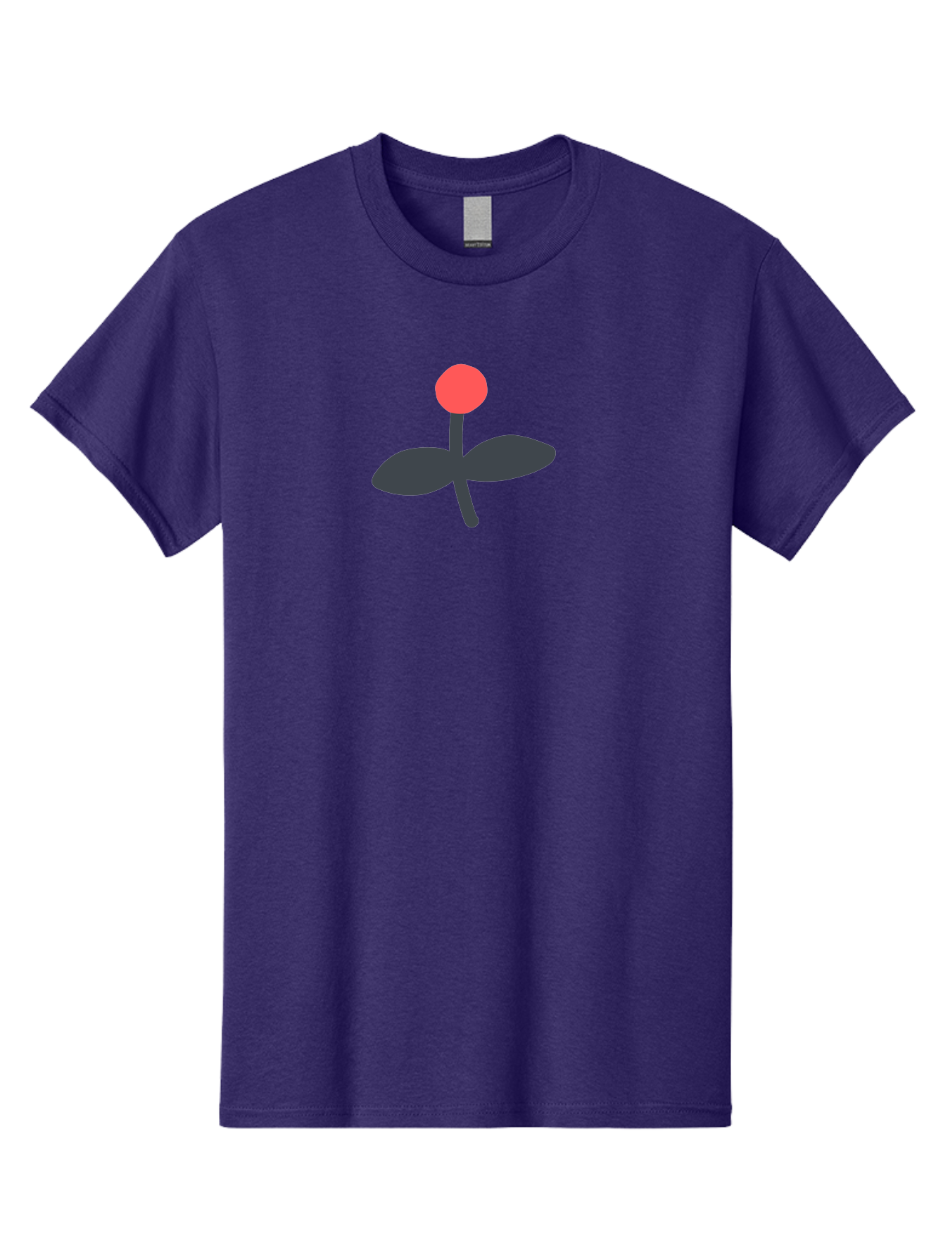 Flower-Graphic Men'S Graphic Tee, 100% Cotton, Comfortable Casual Summer Wear, Machine Washable, Simple Flower, Red Blossom, Black Leaves, Minimalist Design, Abstract Art, Floral Illustration, Modern Graphic Aab730