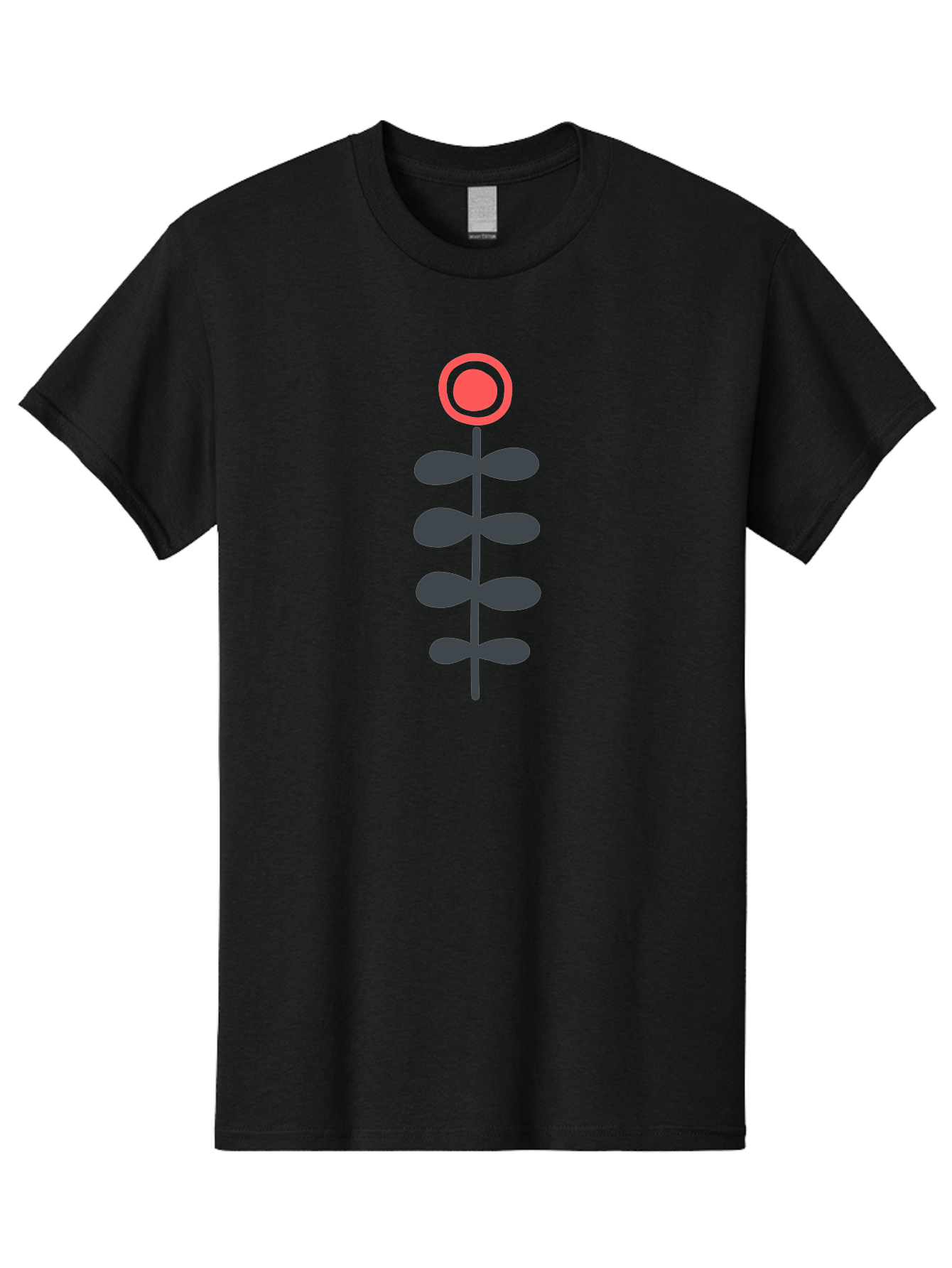 Flower-Icon-1 Men'S Graphic Tee, 100% Cotton, Comfortable Casual Summer Wear, Machine Washable, Simple Flower Graphic, Floral Design, Minimalist Art, Stem With Leaves, Red Flower Head, Graphic Illustration, Modern Botanical Aab731