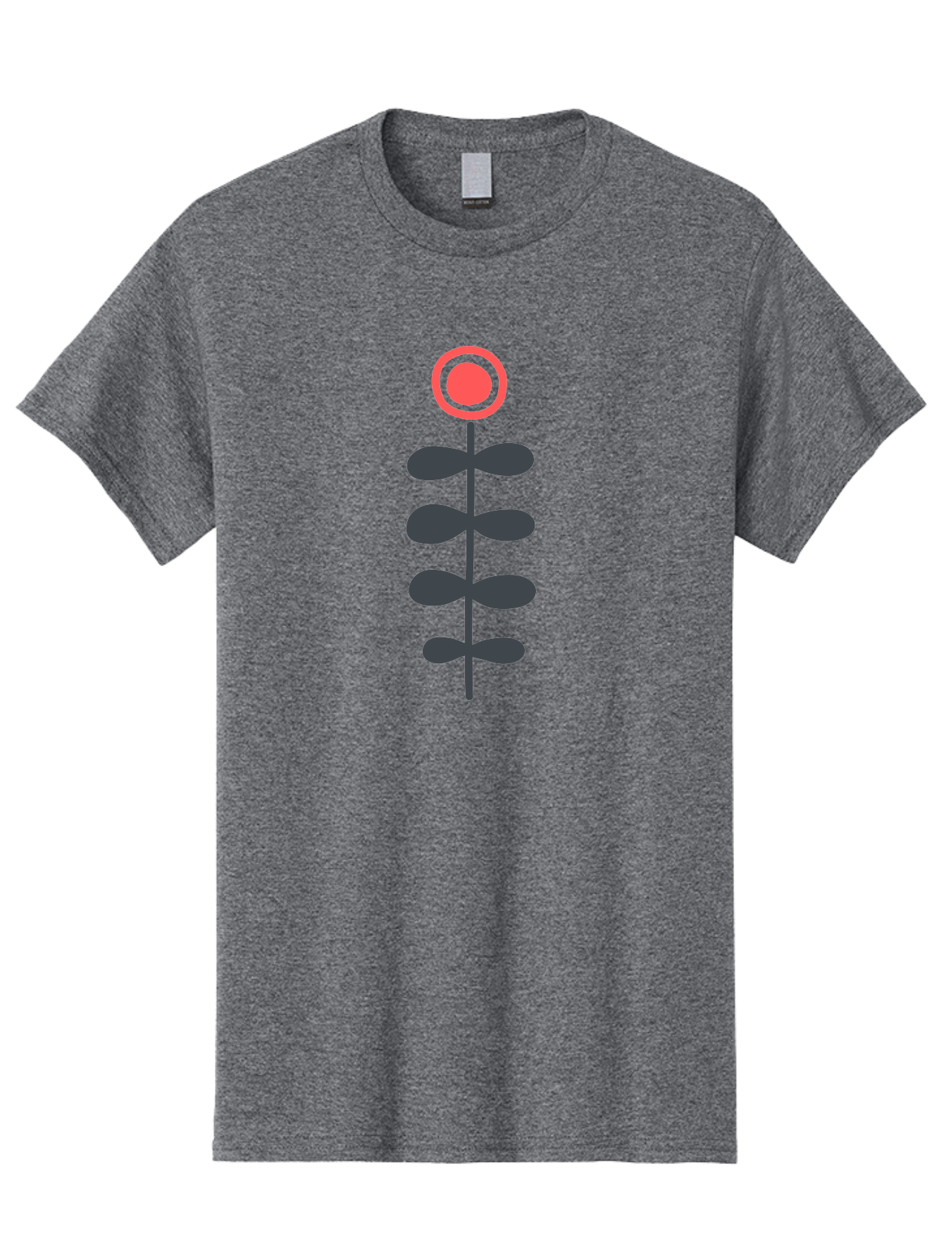 Flower-Icon-1 Men'S Graphic Tee, 100% Cotton, Comfortable Casual Summer Wear, Machine Washable, Simple Flower Graphic, Floral Design, Minimalist Art, Stem With Leaves, Red Flower Head, Graphic Illustration, Modern Botanical Aab731