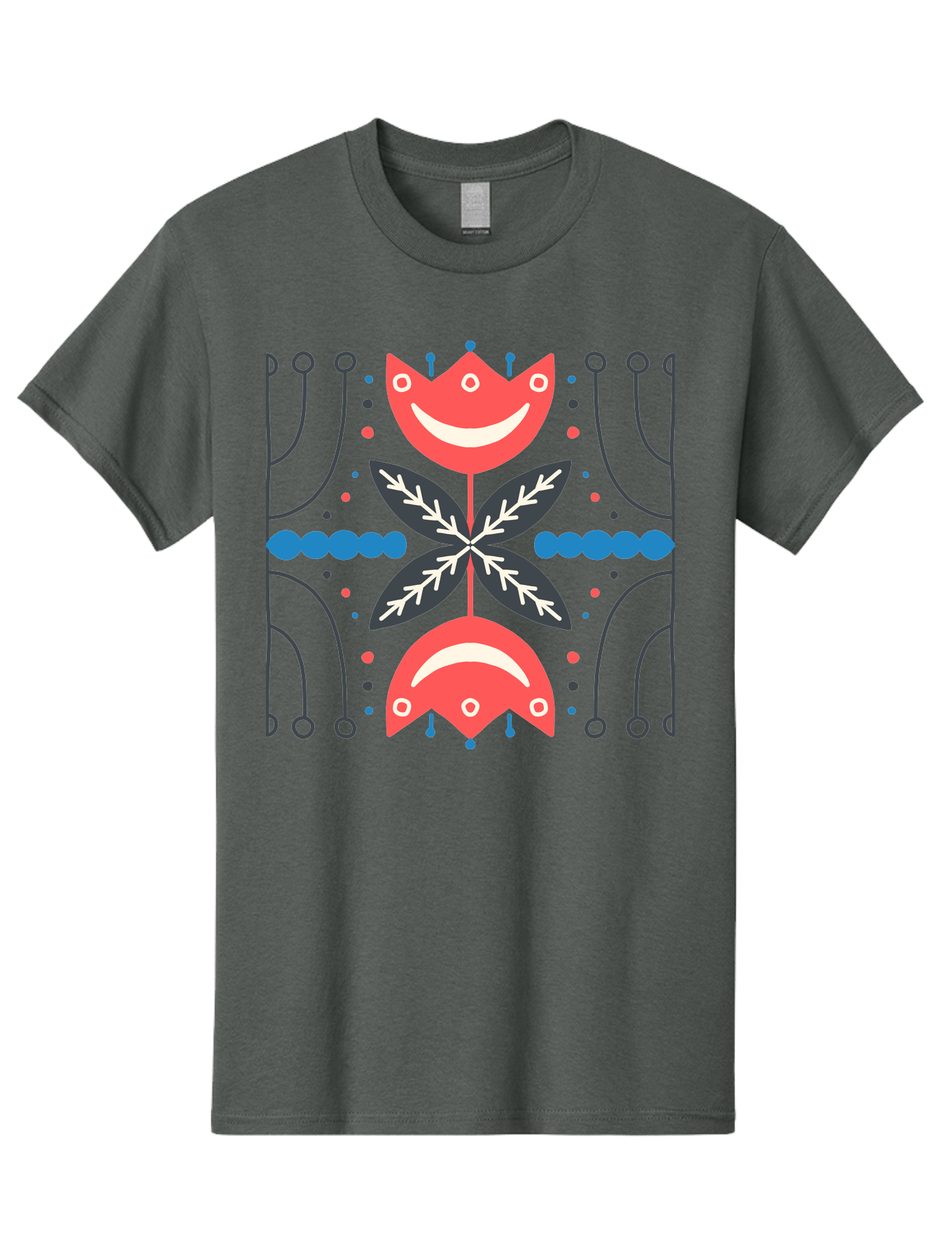 Flower-Pattern-2 Men'S Graphic Tee, 100% Cotton, Comfortable Casual Summer Wear, Machine Washable, Cartoon Flowers, Floral Pattern, Cute Design, Smiling Faces, Leafy Greens, Abstract Art, Playful Graphics, Colorful Illustration, Vibrant Decor, Aab737