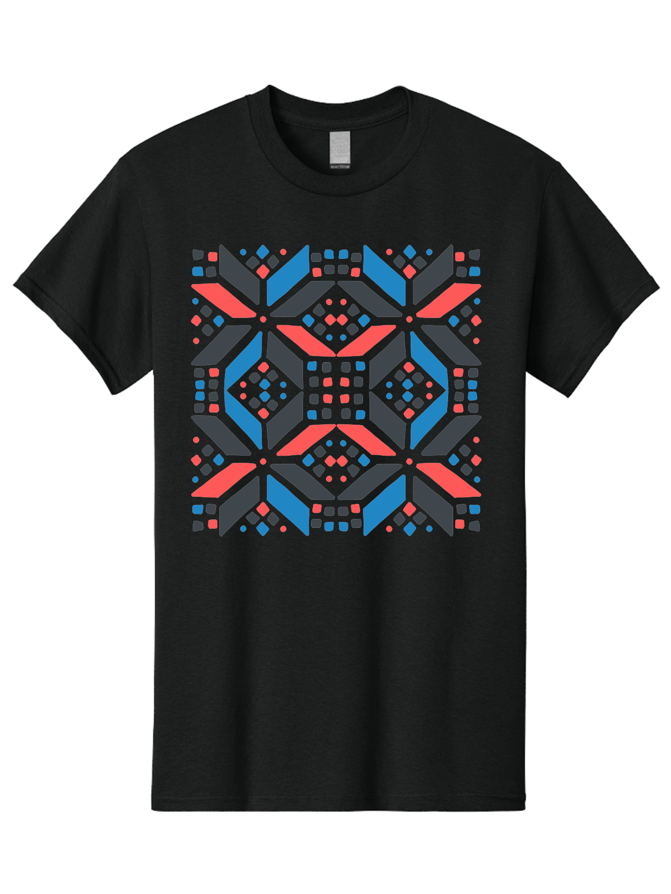 Geometric-Pattern-2 Men'S Graphic Tee, 100% Cotton, Comfortable Casual Summer Wear, Machine Washable, Geometric Shapes, Vibrant Geometric Pattern, Abstract Art, Colorful Design, Modern Aesthetic, Symmetrical Pattern, Bold Colors, Aab750
