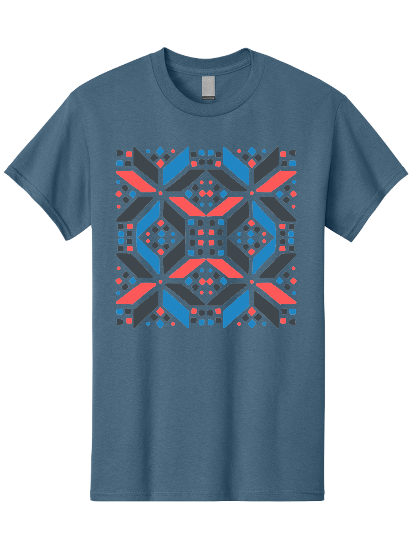 Geometric-Pattern-2 Men'S Graphic Tee, 100% Cotton, Comfortable Casual Summer Wear, Machine Washable, Geometric Shapes, Vibrant Geometric Pattern, Abstract Art, Colorful Design, Modern Aesthetic, Symmetrical Pattern, Bold Colors, Aab750