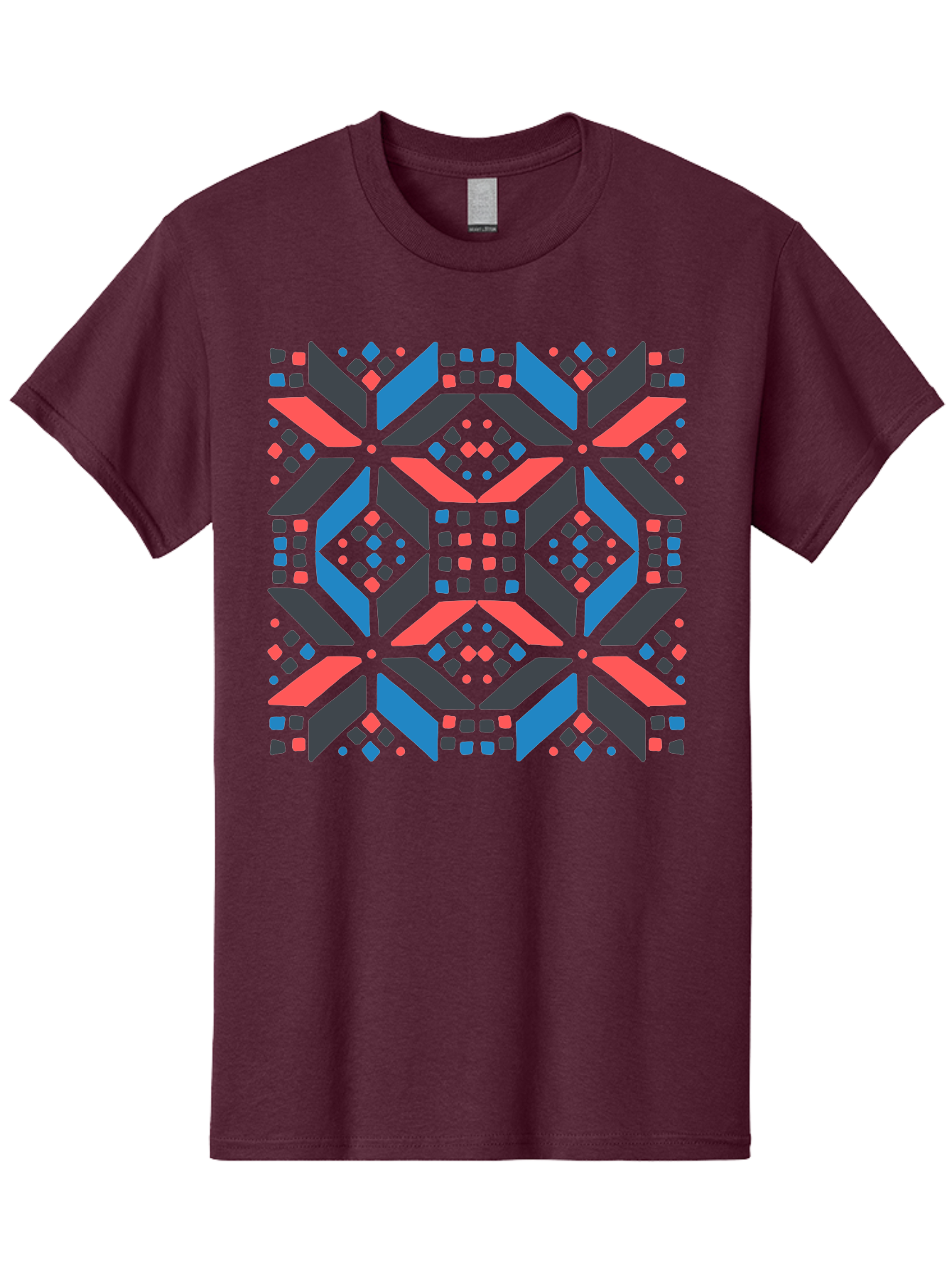 Geometric-Pattern-2 Men'S Graphic Tee, 100% Cotton, Comfortable Casual Summer Wear, Machine Washable, Geometric Shapes, Vibrant Geometric Pattern, Abstract Art, Colorful Design, Modern Aesthetic, Symmetrical Pattern, Bold Colors, Aab750