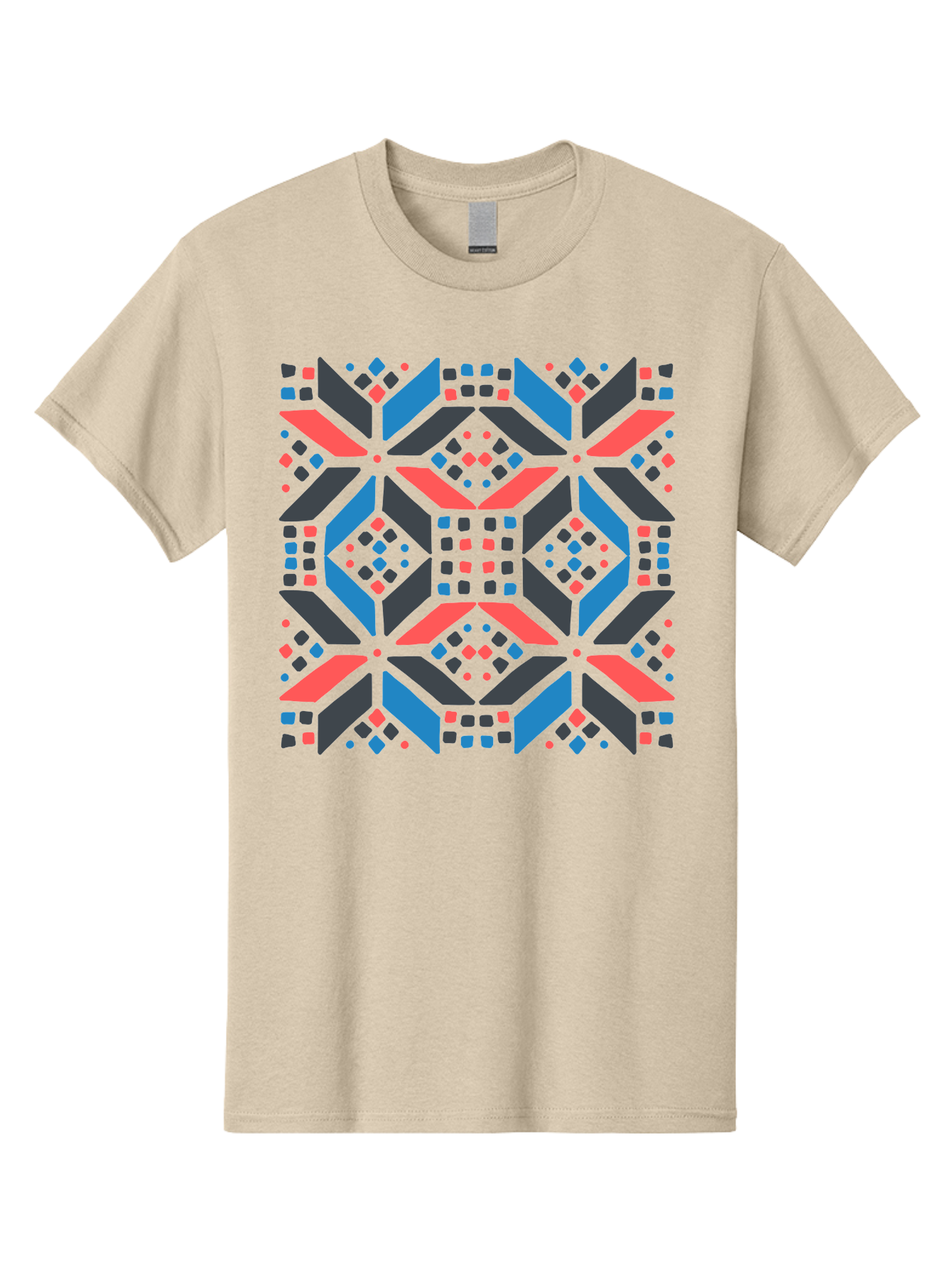 Geometric-Pattern-2 Men'S Graphic Tee, 100% Cotton, Comfortable Casual Summer Wear, Machine Washable, Geometric Shapes, Vibrant Geometric Pattern, Abstract Art, Colorful Design, Modern Aesthetic, Symmetrical Pattern, Bold Colors, Aab750