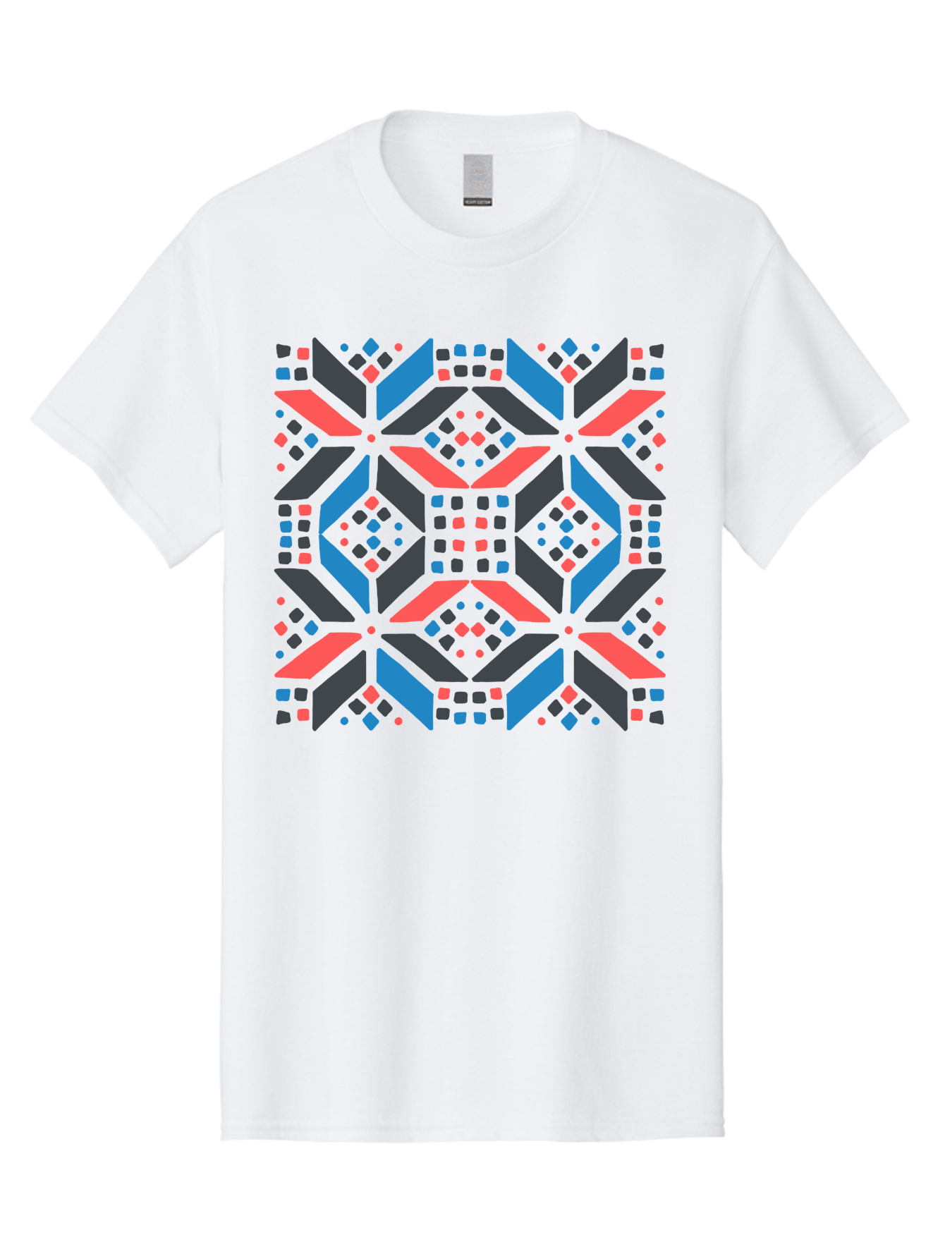 Geometric-Pattern-2 Men'S Graphic Tee, 100% Cotton, Comfortable Casual Summer Wear, Machine Washable, Geometric Shapes, Vibrant Geometric Pattern, Abstract Art, Colorful Design, Modern Aesthetic, Symmetrical Pattern, Bold Colors, Aab750