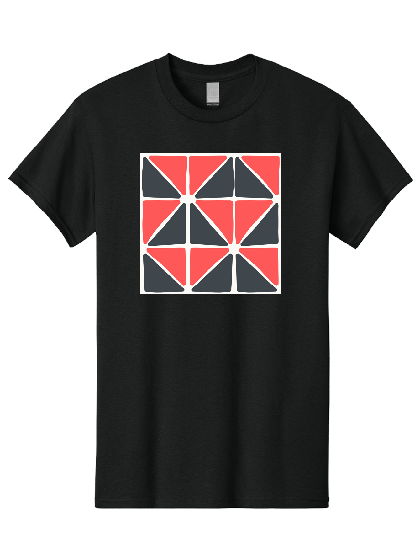 Geometric-Pattern-3 Men'S Graphic Tee, 100% Cotton, Comfortable Casual Summer Wear, Machine Washable, Geometric Pattern, Red And Black Triangles, Abstract Design, Symmetrical Shapes, Modern Art, Minimalist Style, Bold Colors, Aab751