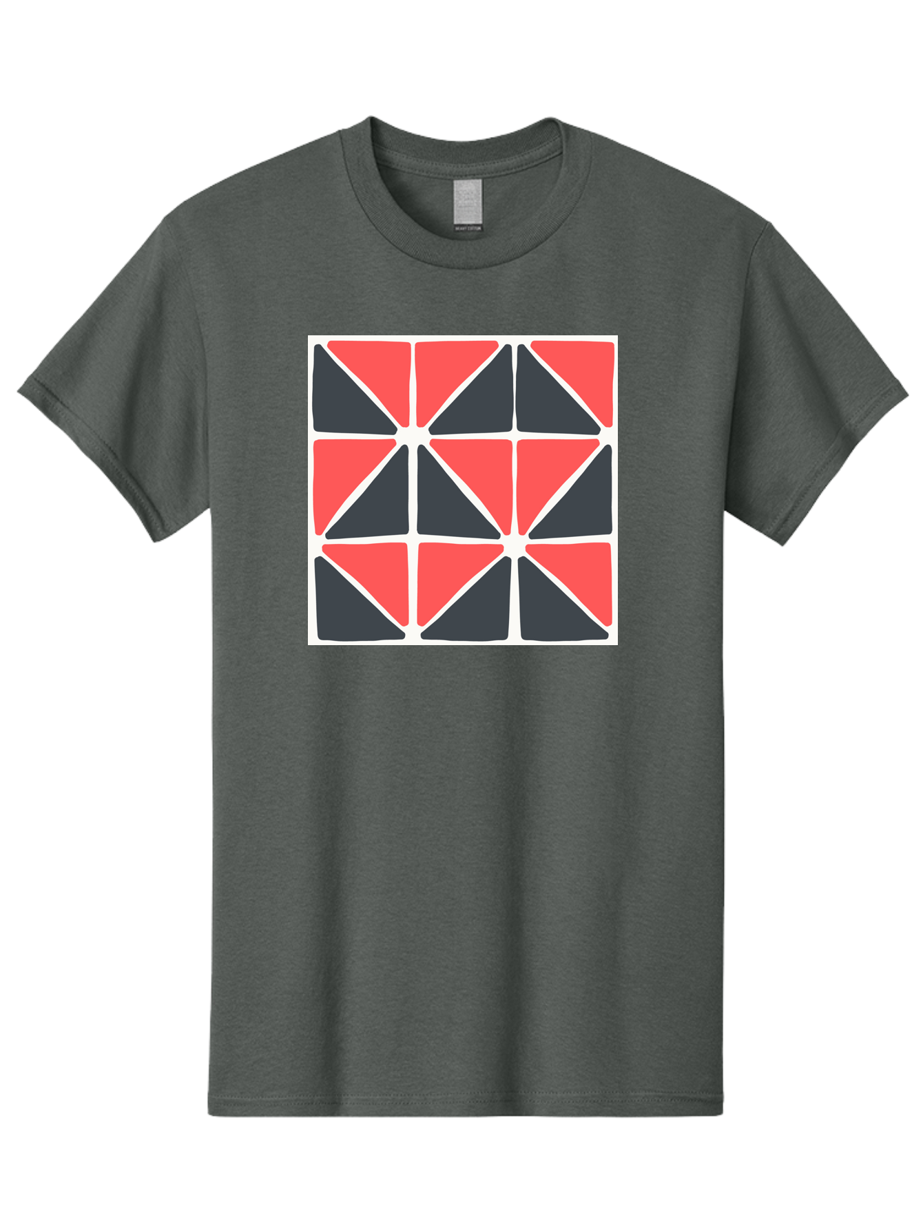 Geometric-Pattern-3 Men'S Graphic Tee, 100% Cotton, Comfortable Casual Summer Wear, Machine Washable, Geometric Pattern, Red And Black Triangles, Abstract Design, Symmetrical Shapes, Modern Art, Minimalist Style, Bold Colors, Aab751