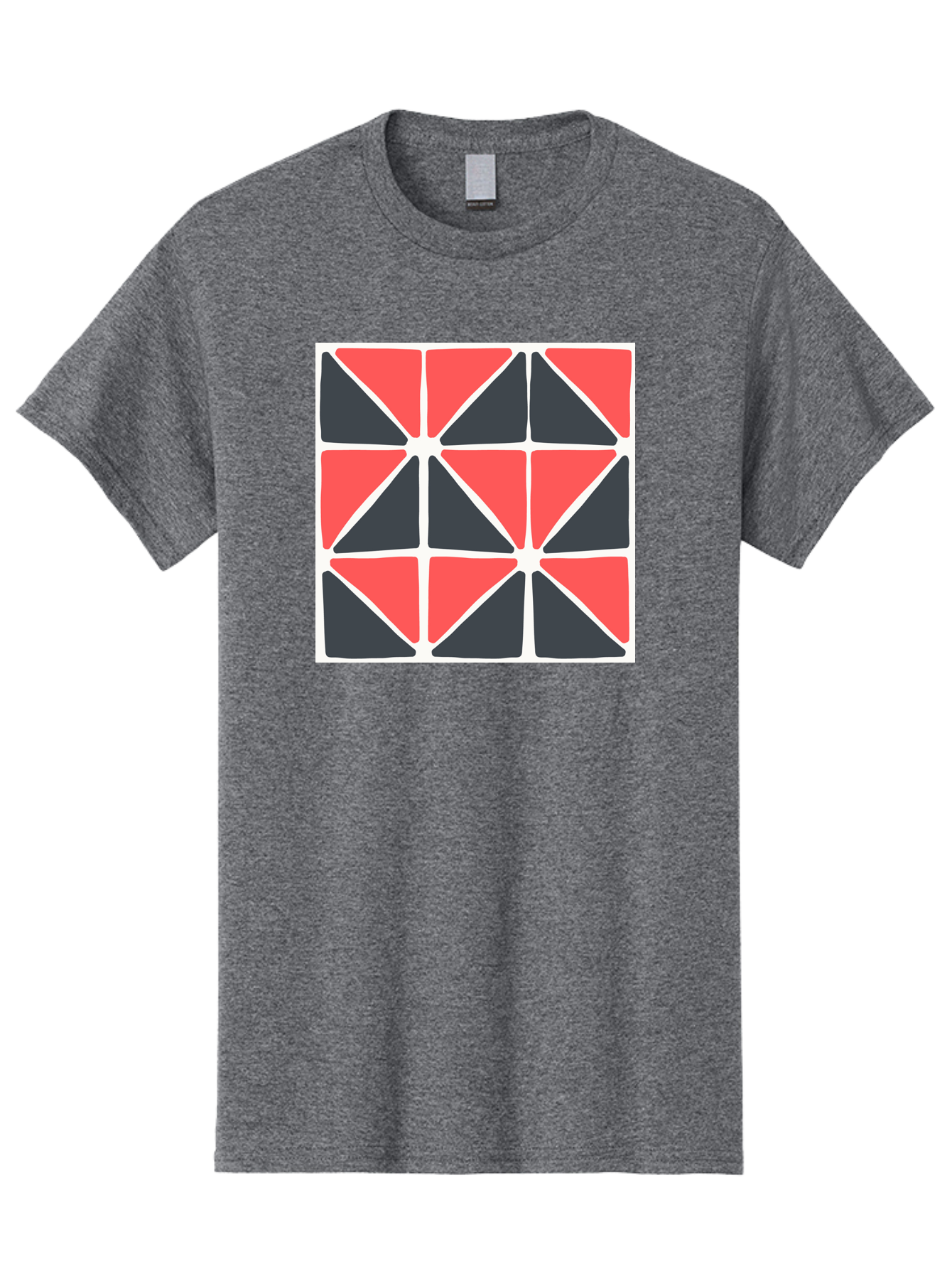 Geometric-Pattern-3 Men'S Graphic Tee, 100% Cotton, Comfortable Casual Summer Wear, Machine Washable, Geometric Pattern, Red And Black Triangles, Abstract Design, Symmetrical Shapes, Modern Art, Minimalist Style, Bold Colors, Aab751
