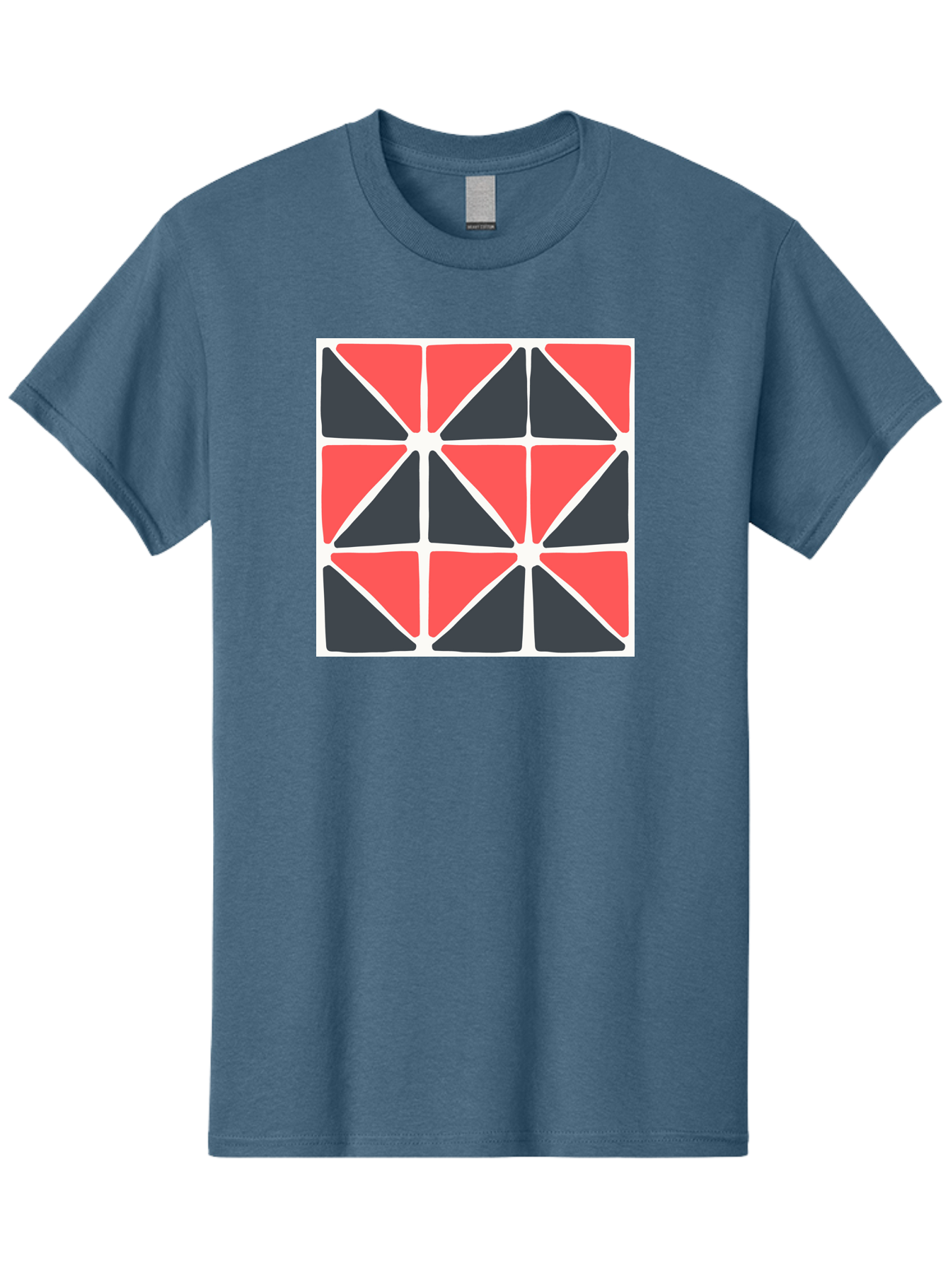 Geometric-Pattern-3 Men'S Graphic Tee, 100% Cotton, Comfortable Casual Summer Wear, Machine Washable, Geometric Pattern, Red And Black Triangles, Abstract Design, Symmetrical Shapes, Modern Art, Minimalist Style, Bold Colors, Aab751