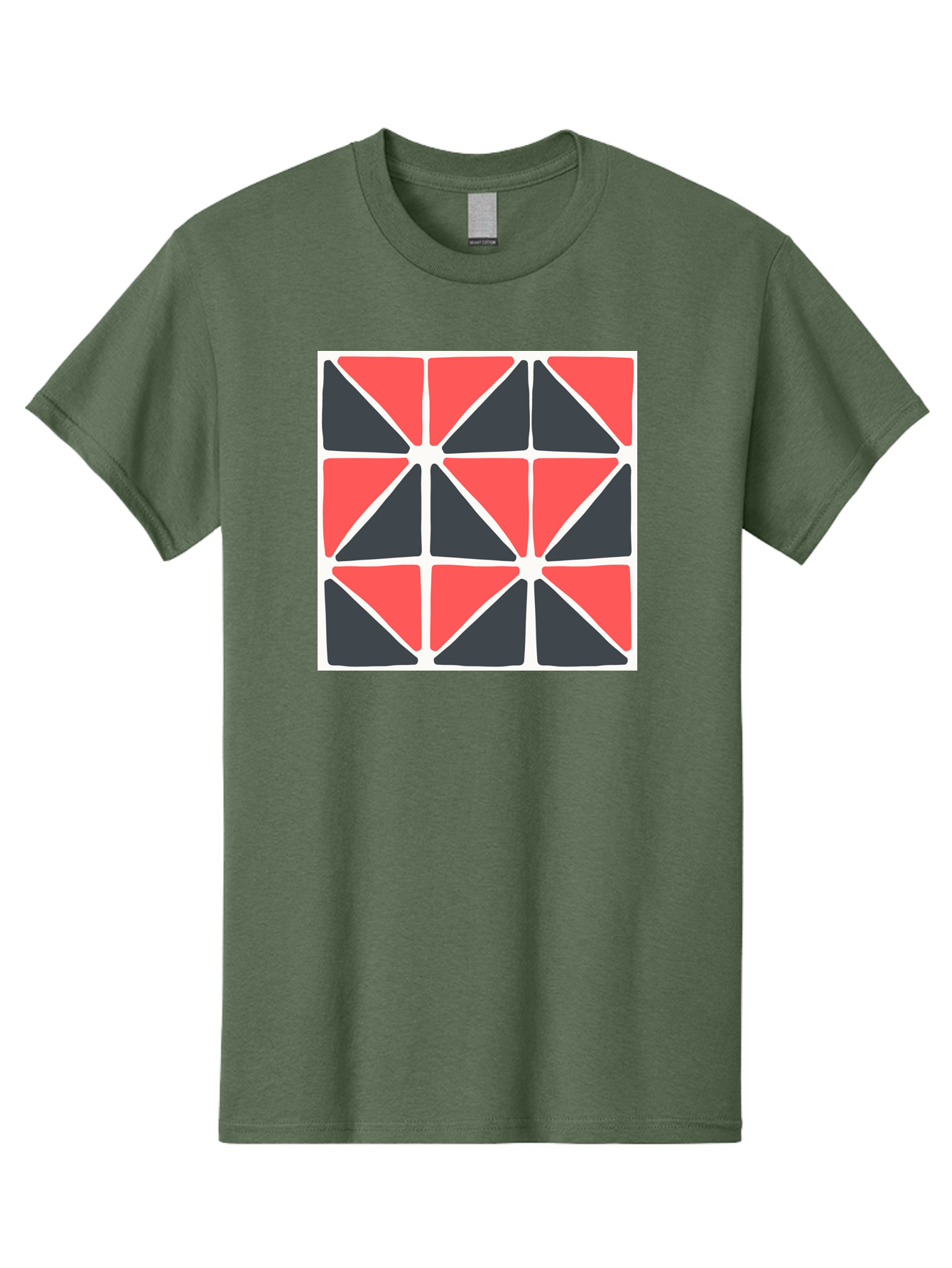 Geometric-Pattern-3 Men'S Graphic Tee, 100% Cotton, Comfortable Casual Summer Wear, Machine Washable, Geometric Pattern, Red And Black Triangles, Abstract Design, Symmetrical Shapes, Modern Art, Minimalist Style, Bold Colors, Aab751