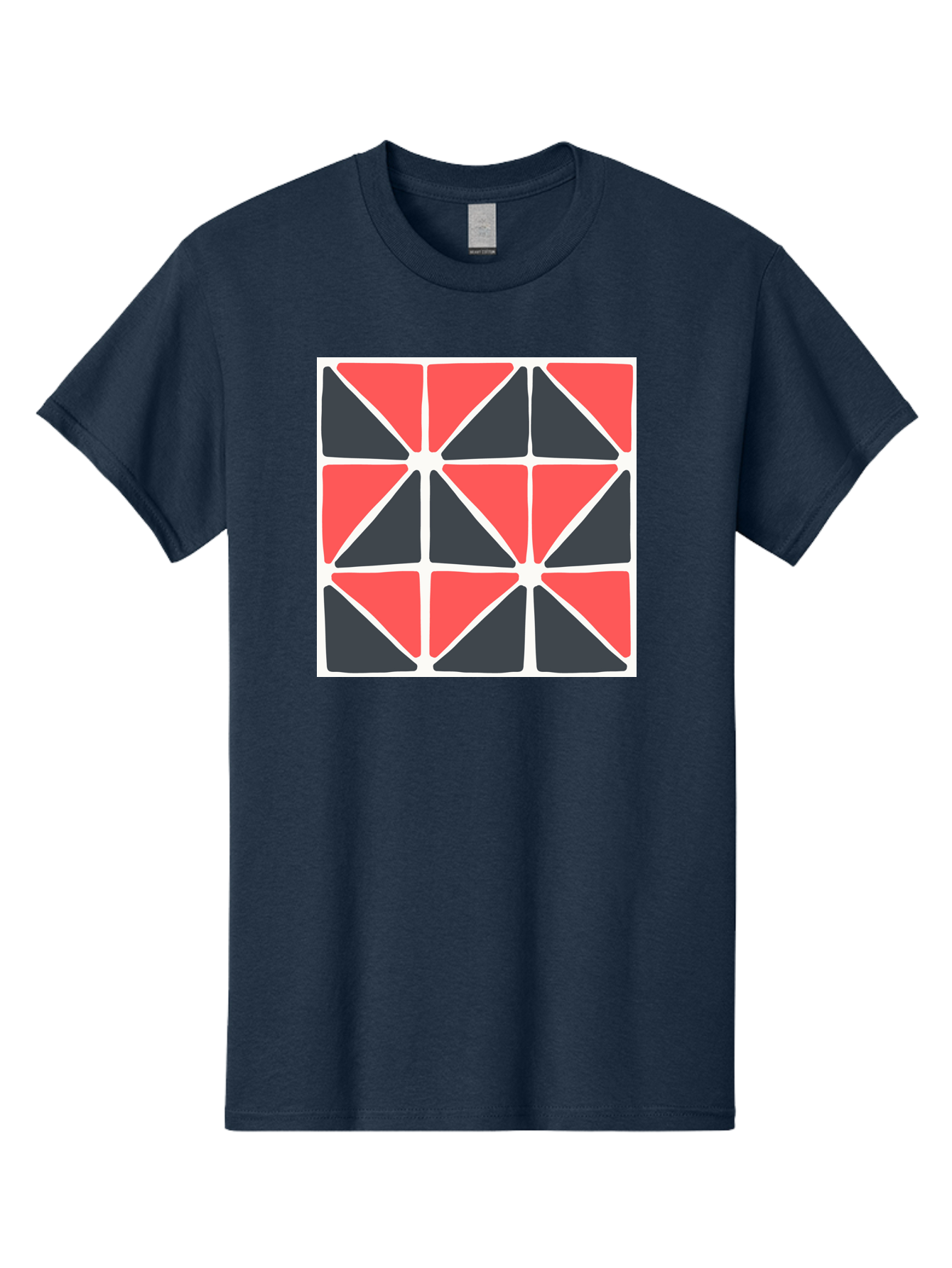 Geometric-Pattern-3 Men'S Graphic Tee, 100% Cotton, Comfortable Casual Summer Wear, Machine Washable, Geometric Pattern, Red And Black Triangles, Abstract Design, Symmetrical Shapes, Modern Art, Minimalist Style, Bold Colors, Aab751