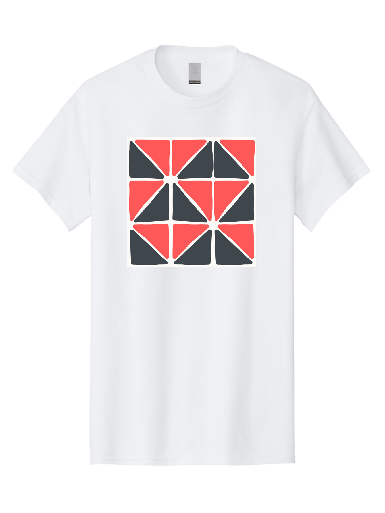 Geometric-Pattern-3 Men'S Graphic Tee, 100% Cotton, Comfortable Casual Summer Wear, Machine Washable, Geometric Pattern, Red And Black Triangles, Abstract Design, Symmetrical Shapes, Modern Art, Minimalist Style, Bold Colors, Aab751