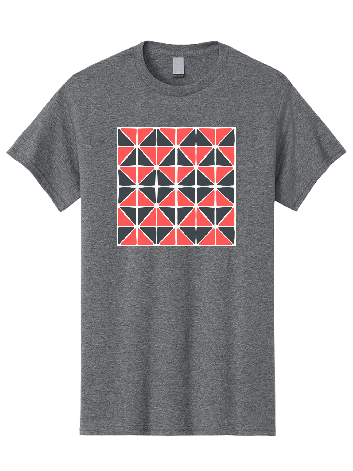 Geometric-Pattern Men'S Graphic Tee, 100% Cotton, Comfortable Casual Summer Wear, Machine Washable, Geometric Pattern, Red And Black Triangles, Abstract Design, Modern Art, Seamless Pattern, Graphic Design, Symmetrical Shapes, Aab752