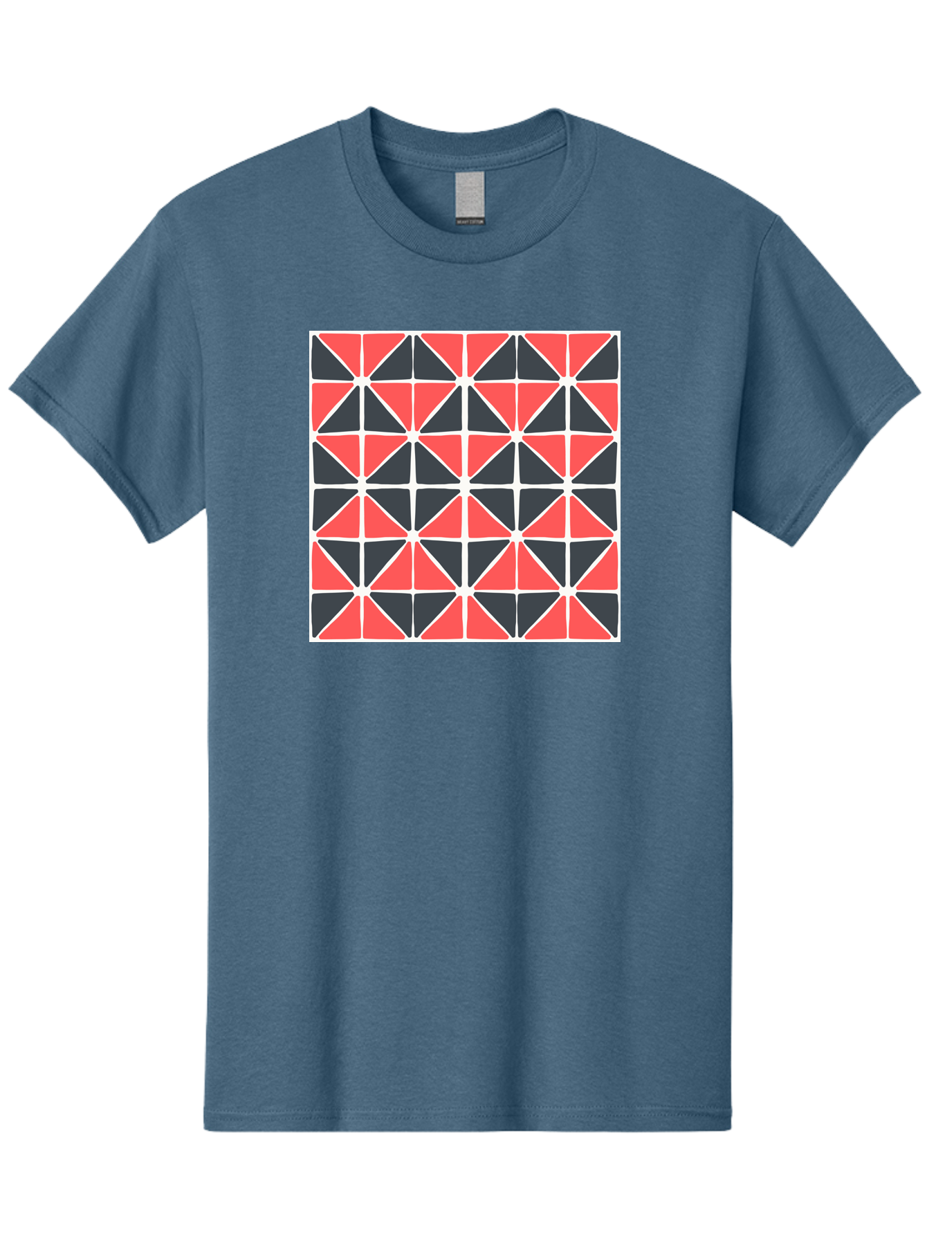 Geometric-Pattern Men'S Graphic Tee, 100% Cotton, Comfortable Casual Summer Wear, Machine Washable, Geometric Pattern, Red And Black Triangles, Abstract Design, Modern Art, Seamless Pattern, Graphic Design, Symmetrical Shapes, Aab752