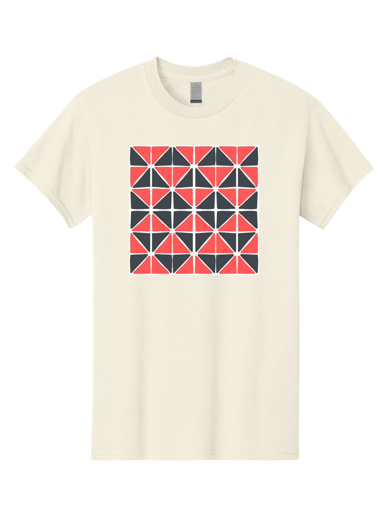 Geometric-Pattern Men'S Graphic Tee, 100% Cotton, Comfortable Casual Summer Wear, Machine Washable, Geometric Pattern, Red And Black Triangles, Abstract Design, Modern Art, Seamless Pattern, Graphic Design, Symmetrical Shapes, Aab752