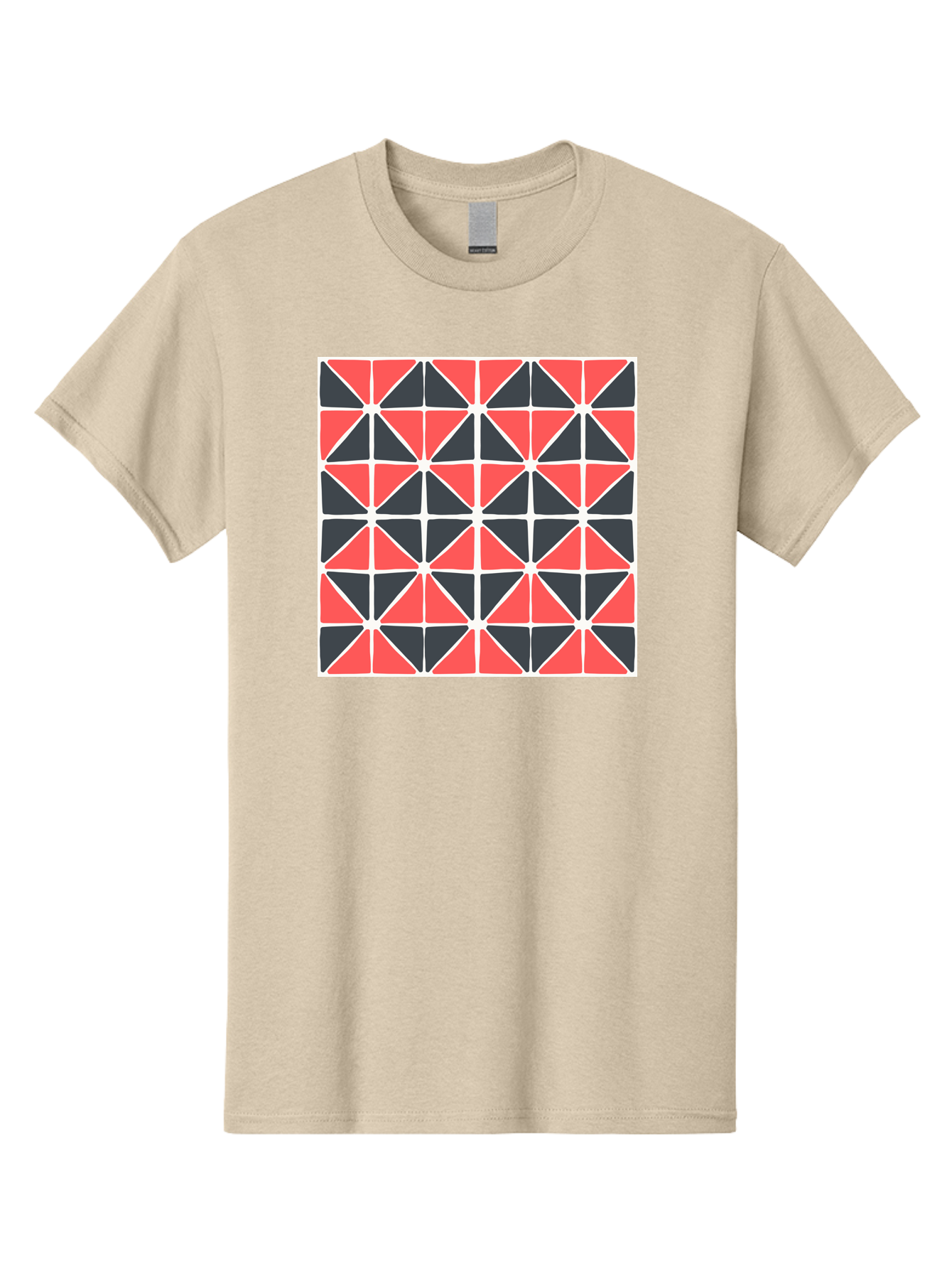 Geometric-Pattern Men'S Graphic Tee, 100% Cotton, Comfortable Casual Summer Wear, Machine Washable, Geometric Pattern, Red And Black Triangles, Abstract Design, Modern Art, Seamless Pattern, Graphic Design, Symmetrical Shapes, Aab752