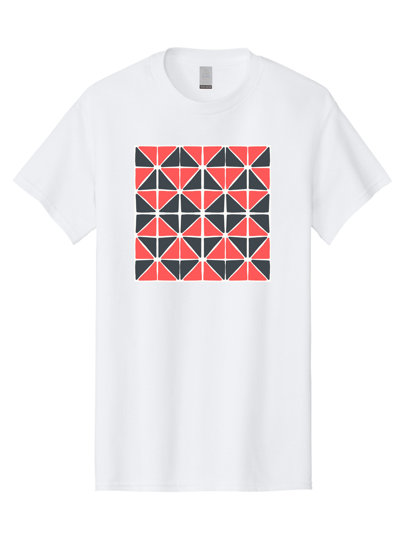 Geometric-Pattern Men'S Graphic Tee, 100% Cotton, Comfortable Casual Summer Wear, Machine Washable, Geometric Pattern, Red And Black Triangles, Abstract Design, Modern Art, Seamless Pattern, Graphic Design, Symmetrical Shapes, Aab752