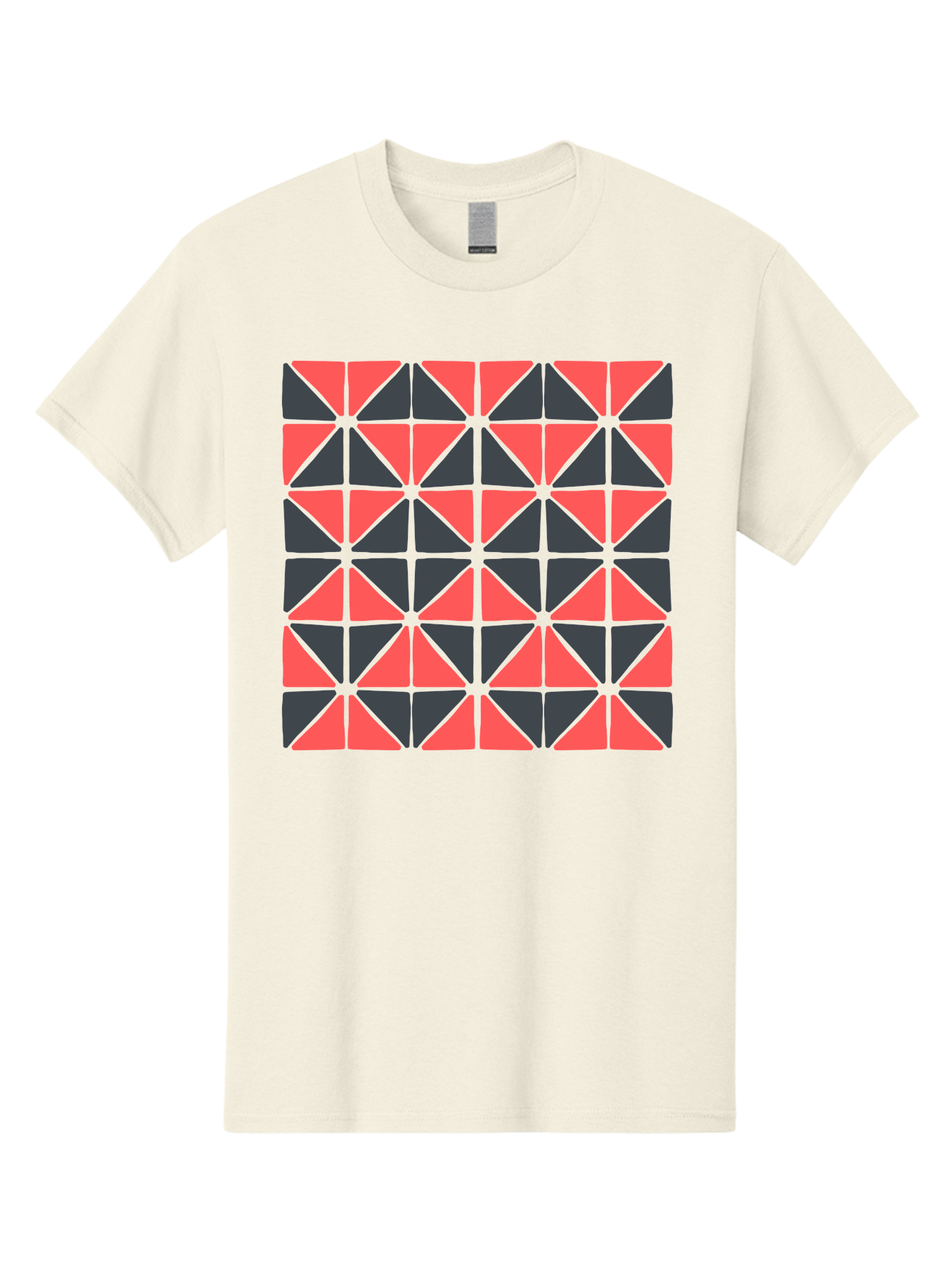 Geometric-Triangles Men'S Graphic Tee, 100% Cotton, Comfortable Casual Summer Wear, Machine Washable, Repeating Pattern Of Triangles, Geometric Shapes, Symmetrical Design, Black And Red Triangles, Abstract Art, Modern Graphic Design, Aab753