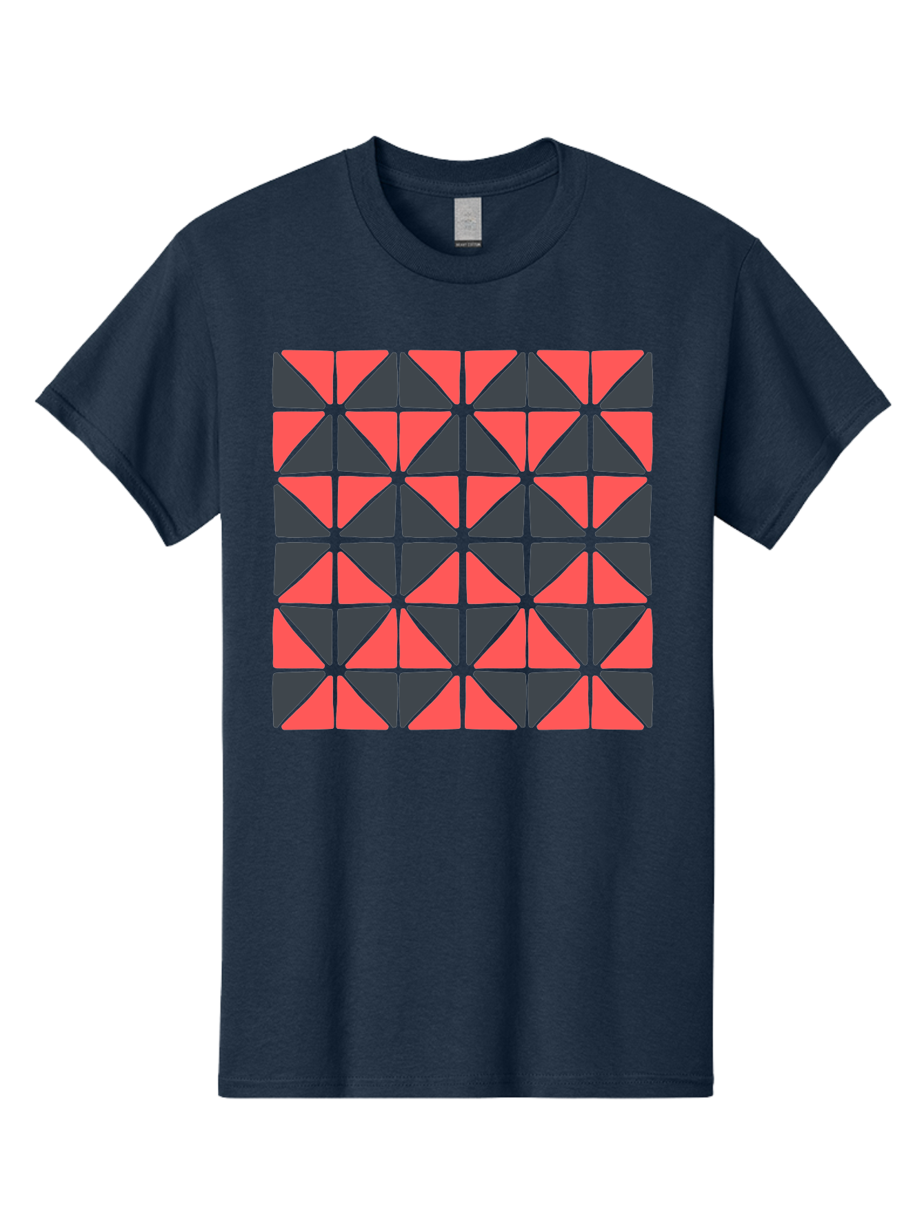 Geometric-Triangles Men'S Graphic Tee, 100% Cotton, Comfortable Casual Summer Wear, Machine Washable, Repeating Pattern Of Triangles, Geometric Shapes, Symmetrical Design, Black And Red Triangles, Abstract Art, Modern Graphic Design, Aab753
