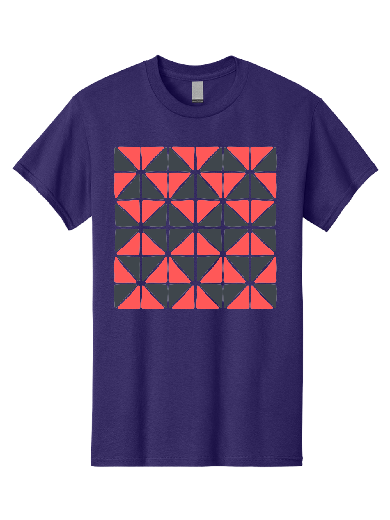 Geometric-Triangles Men'S Graphic Tee, 100% Cotton, Comfortable Casual Summer Wear, Machine Washable, Repeating Pattern Of Triangles, Geometric Shapes, Symmetrical Design, Black And Red Triangles, Abstract Art, Modern Graphic Design, Aab753