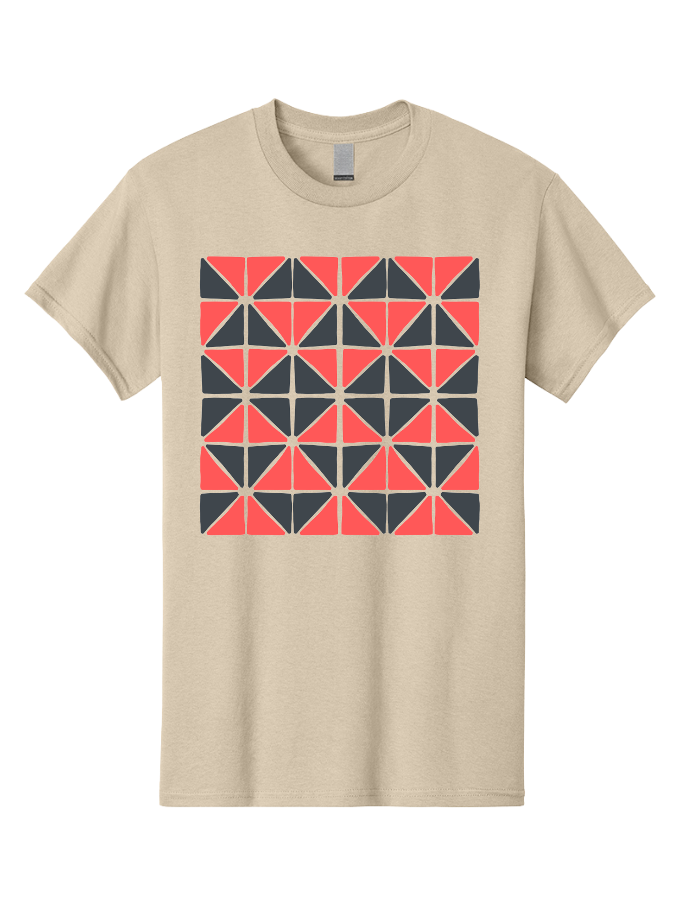 Geometric-Triangles Men'S Graphic Tee, 100% Cotton, Comfortable Casual Summer Wear, Machine Washable, Repeating Pattern Of Triangles, Geometric Shapes, Symmetrical Design, Black And Red Triangles, Abstract Art, Modern Graphic Design, Aab753