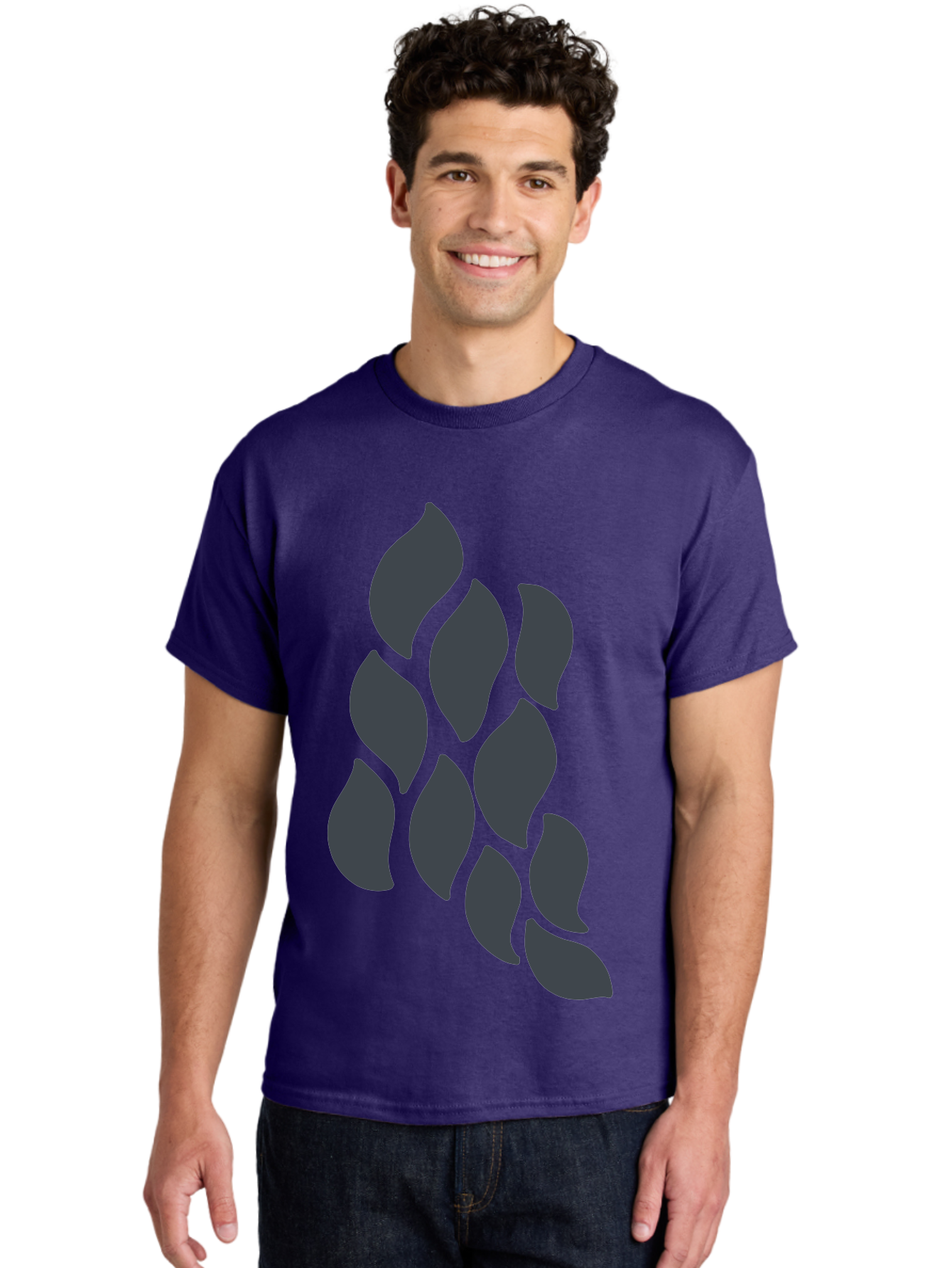 Hops Men'S Graphic Tee, 100% Cotton, Comfortable Casual Summer Wear, Machine Washable, Hop Plant, Beer Ingredient, Brewing Process, Dark Silhouette, Neon Green Background, Leaves, Craft Beer, Hop Flowers Aab756