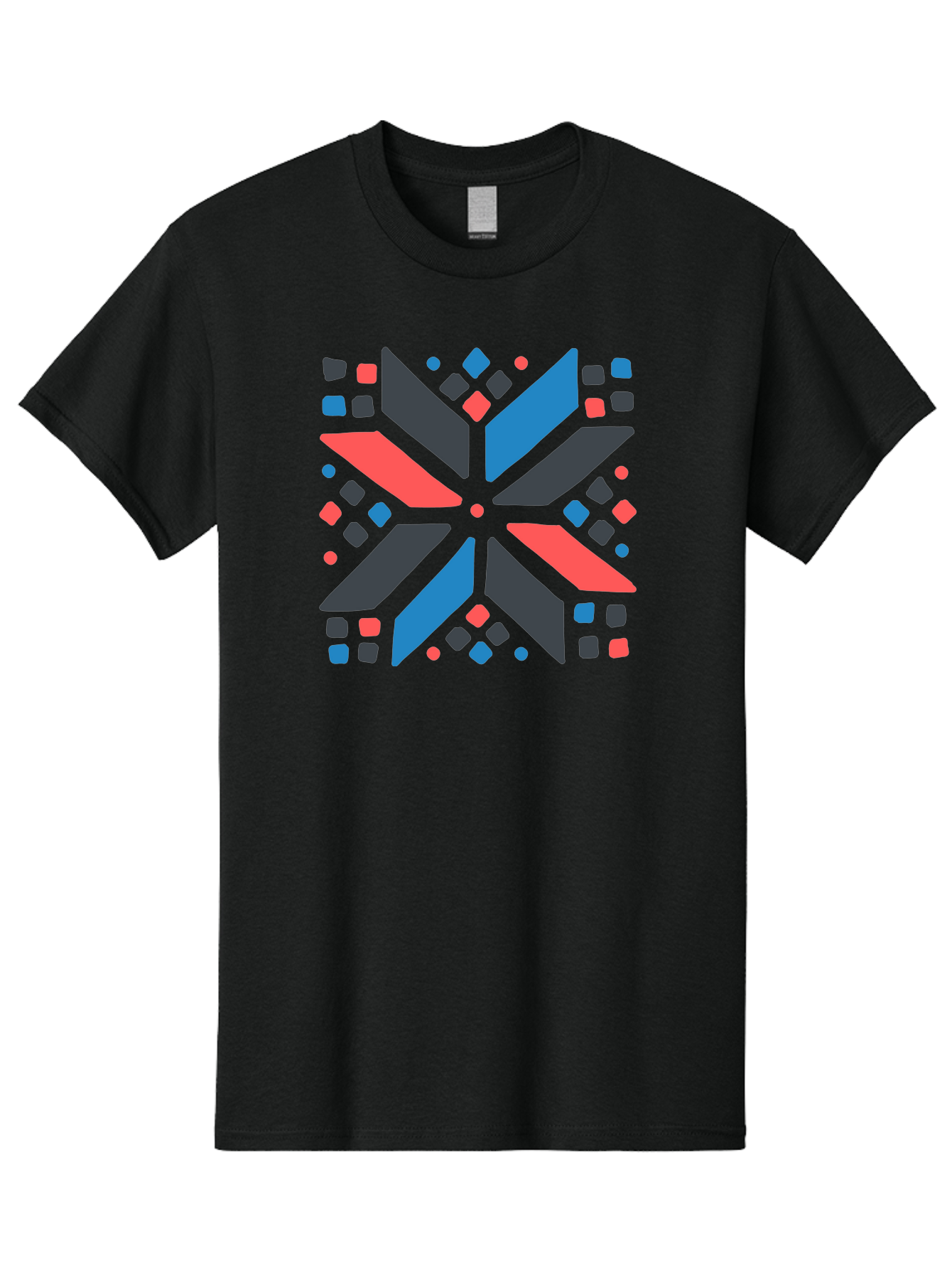 Kaleidoscope-Pattern-1 Men'S Graphic Tee, 100% Cotton, Comfortable Casual Summer Wear, Machine Washable, Symmetrical Shapes, Geometric Pattern, Abstract Design, Colorful Elements, Modern Art, Artistic Expression, Vibrant Colors, Bold Design, Aab757
