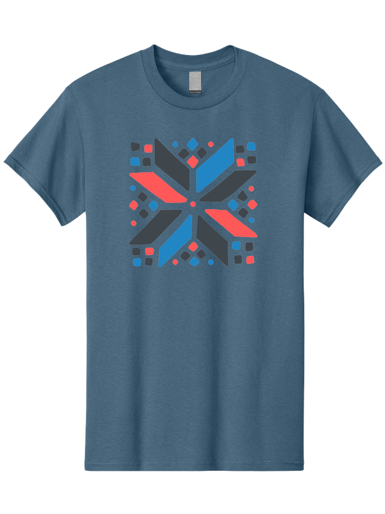 Kaleidoscope-Pattern-1 Men'S Graphic Tee, 100% Cotton, Comfortable Casual Summer Wear, Machine Washable, Symmetrical Shapes, Geometric Pattern, Abstract Design, Colorful Elements, Modern Art, Artistic Expression, Vibrant Colors, Bold Design, Aab757