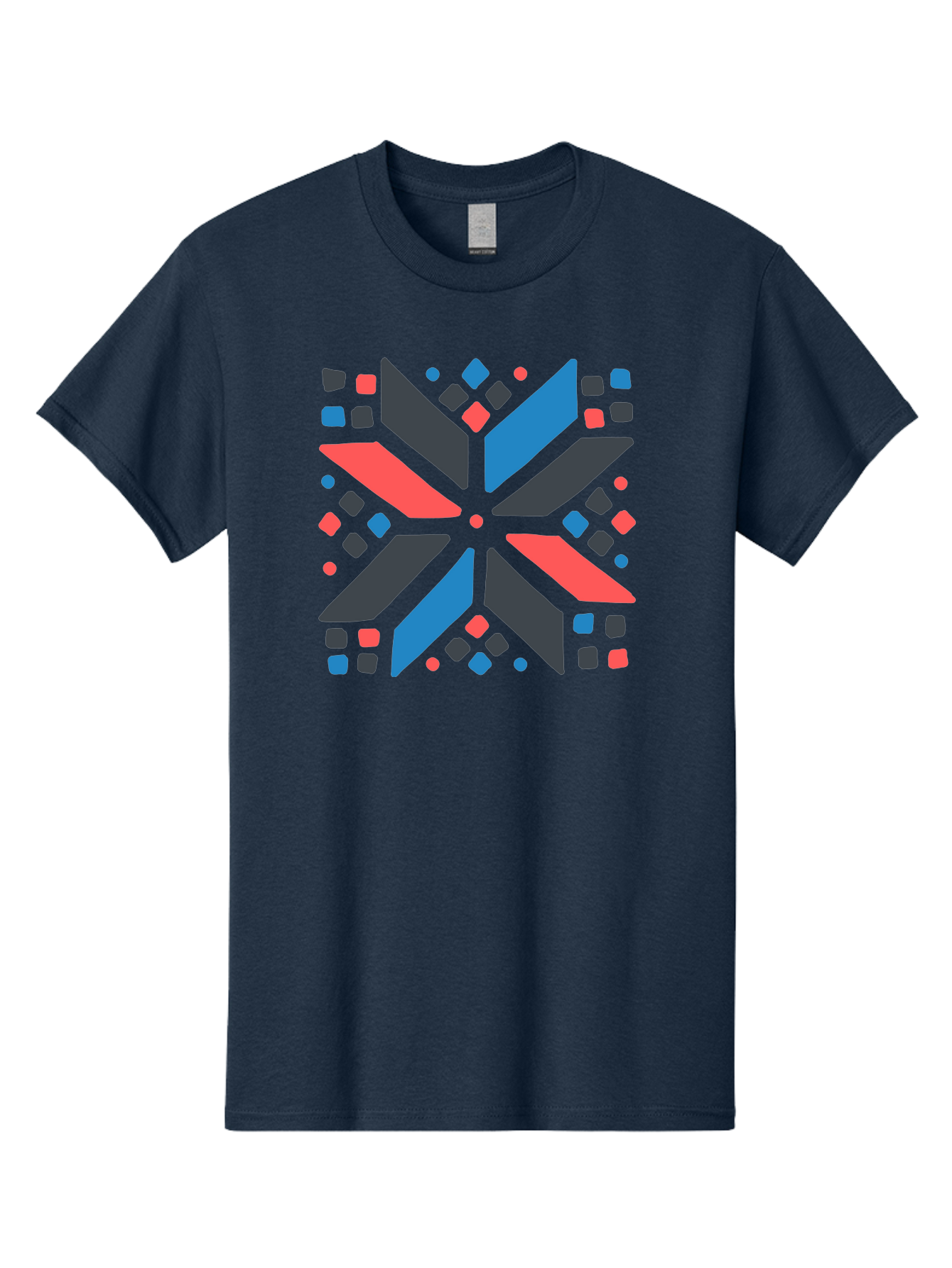 Kaleidoscope-Pattern-1 Men'S Graphic Tee, 100% Cotton, Comfortable Casual Summer Wear, Machine Washable, Symmetrical Shapes, Geometric Pattern, Abstract Design, Colorful Elements, Modern Art, Artistic Expression, Vibrant Colors, Bold Design, Aab757