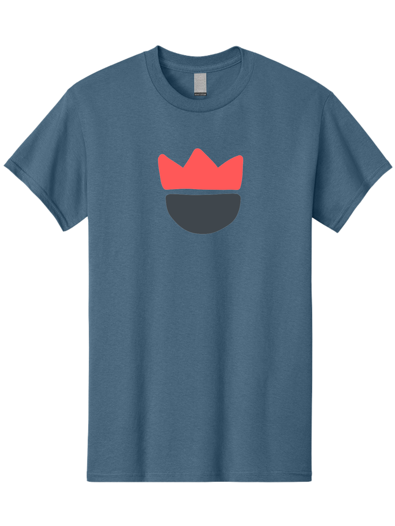 King-Face Men'S Graphic Tee, 100% Cotton, Comfortable Casual Summer Wear, Machine Washable, Crown, Bearded Man, Dark Blue Beard, Red Crown, Simple Illustration, Minimalist Art, Modern Design, King Icon, Facial Representation, Digital Graphics Aab759