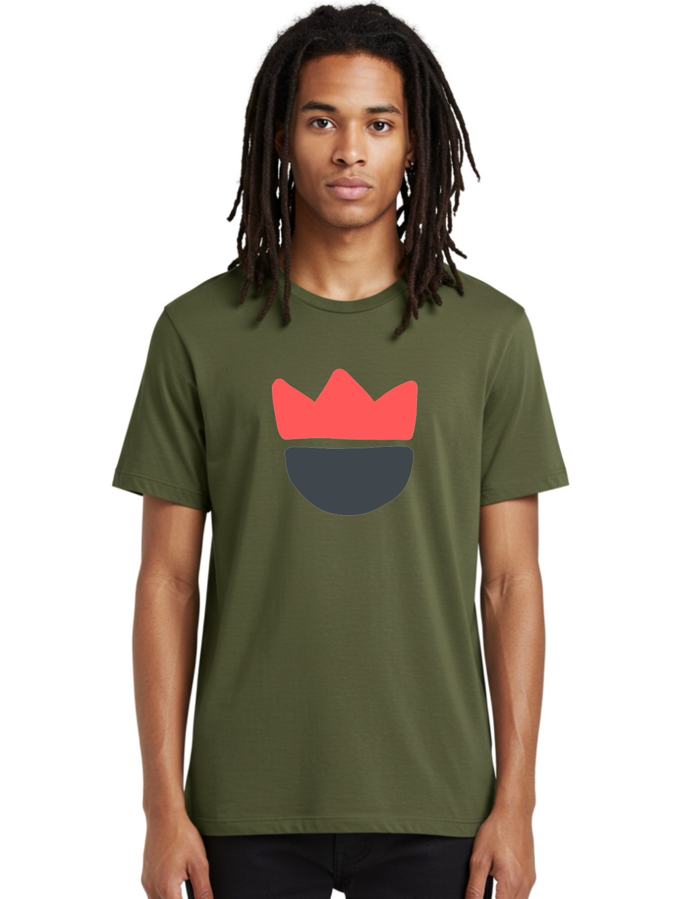 King-Face Men'S Graphic Tee, 100% Cotton, Comfortable Casual Summer Wear, Machine Washable, Crown, Bearded Man, Dark Blue Beard, Red Crown, Simple Illustration, Minimalist Art, Modern Design, King Icon, Facial Representation, Digital Graphics Aab759
