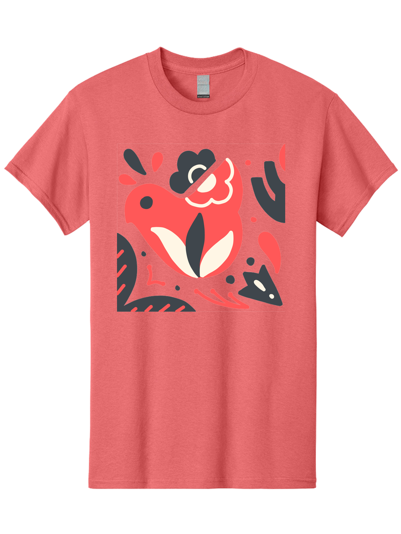 Koi-Fish-Illustration Men'S Graphic Tee, 100% Cotton, Comfortable Casual Summer Wear, Machine Washable, Fish Head, Abstract Art, Digital Illustration, Vibrant Colors, Dynamic Shapes, Playful Design, Creative Expression, Bold Graphics, Aab760