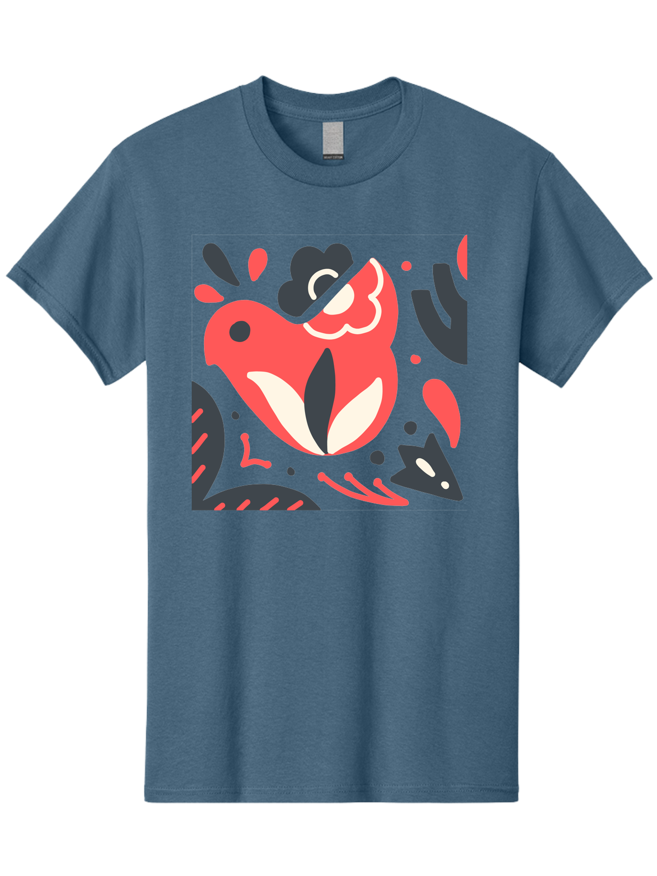 Koi-Fish-Illustration Men'S Graphic Tee, 100% Cotton, Comfortable Casual Summer Wear, Machine Washable, Fish Head, Abstract Art, Digital Illustration, Vibrant Colors, Dynamic Shapes, Playful Design, Creative Expression, Bold Graphics, Aab760