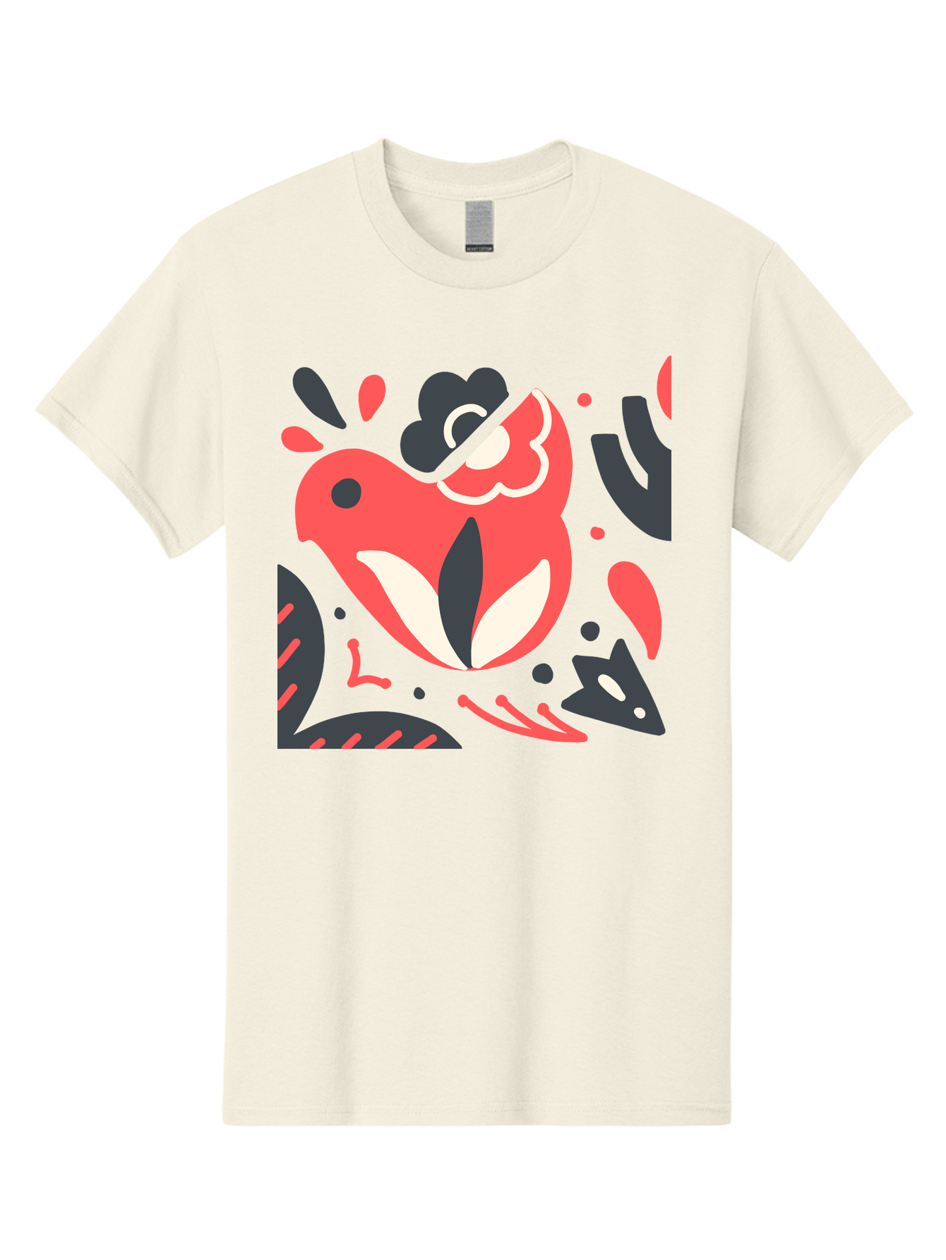 Koi-Fish-Illustration Men'S Graphic Tee, 100% Cotton, Comfortable Casual Summer Wear, Machine Washable, Fish Head, Abstract Art, Digital Illustration, Vibrant Colors, Dynamic Shapes, Playful Design, Creative Expression, Bold Graphics, Aab760