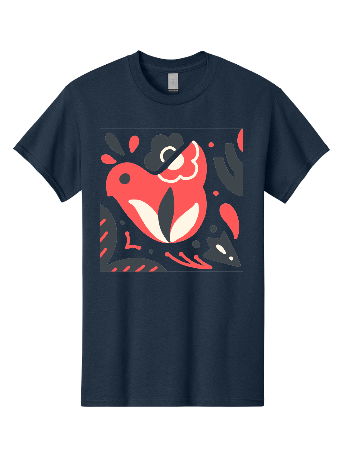 Koi-Fish-Illustration Men'S Graphic Tee, 100% Cotton, Comfortable Casual Summer Wear, Machine Washable, Fish Head, Abstract Art, Digital Illustration, Vibrant Colors, Dynamic Shapes, Playful Design, Creative Expression, Bold Graphics, Aab760