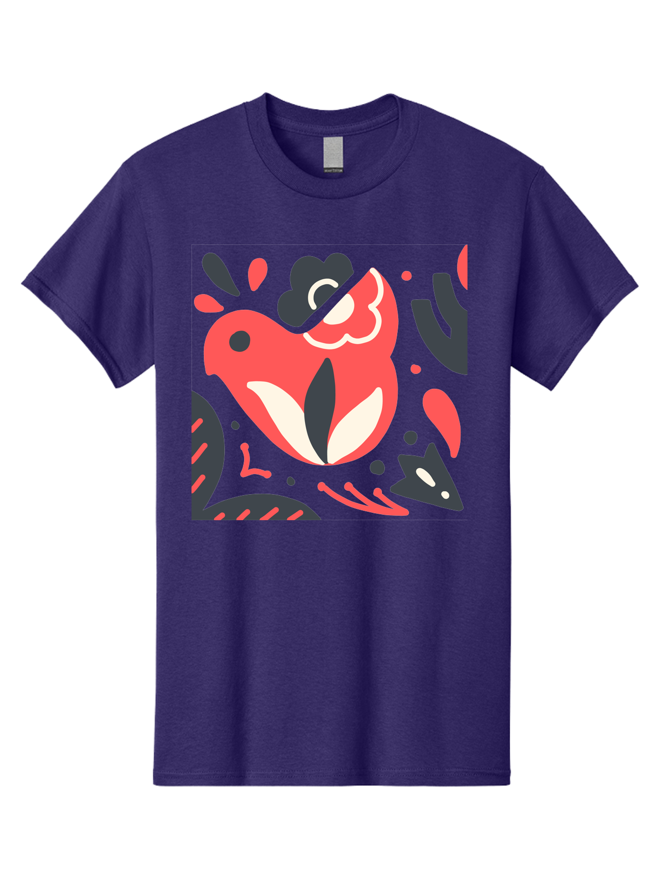Koi-Fish-Illustration Men'S Graphic Tee, 100% Cotton, Comfortable Casual Summer Wear, Machine Washable, Fish Head, Abstract Art, Digital Illustration, Vibrant Colors, Dynamic Shapes, Playful Design, Creative Expression, Bold Graphics, Aab760