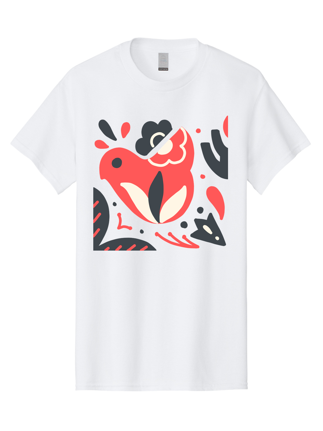 Koi-Fish-Illustration Men'S Graphic Tee, 100% Cotton, Comfortable Casual Summer Wear, Machine Washable, Fish Head, Abstract Art, Digital Illustration, Vibrant Colors, Dynamic Shapes, Playful Design, Creative Expression, Bold Graphics, Aab760