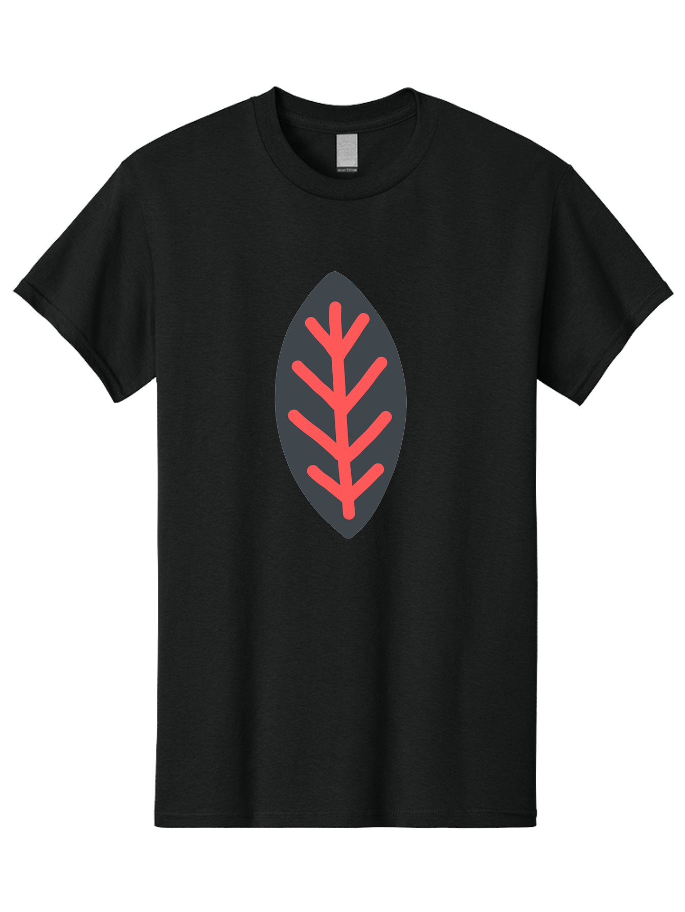 Leaf-Icon Men'S Graphic Tee, 100% Cotton, Comfortable Casual Summer Wear, Machine Washable, Stylized Leaf, Dark Gray Leaf, Red Veins, Minimalist Design, Simple Shapes, Abstract Foliage, Botanical Icon Aab762