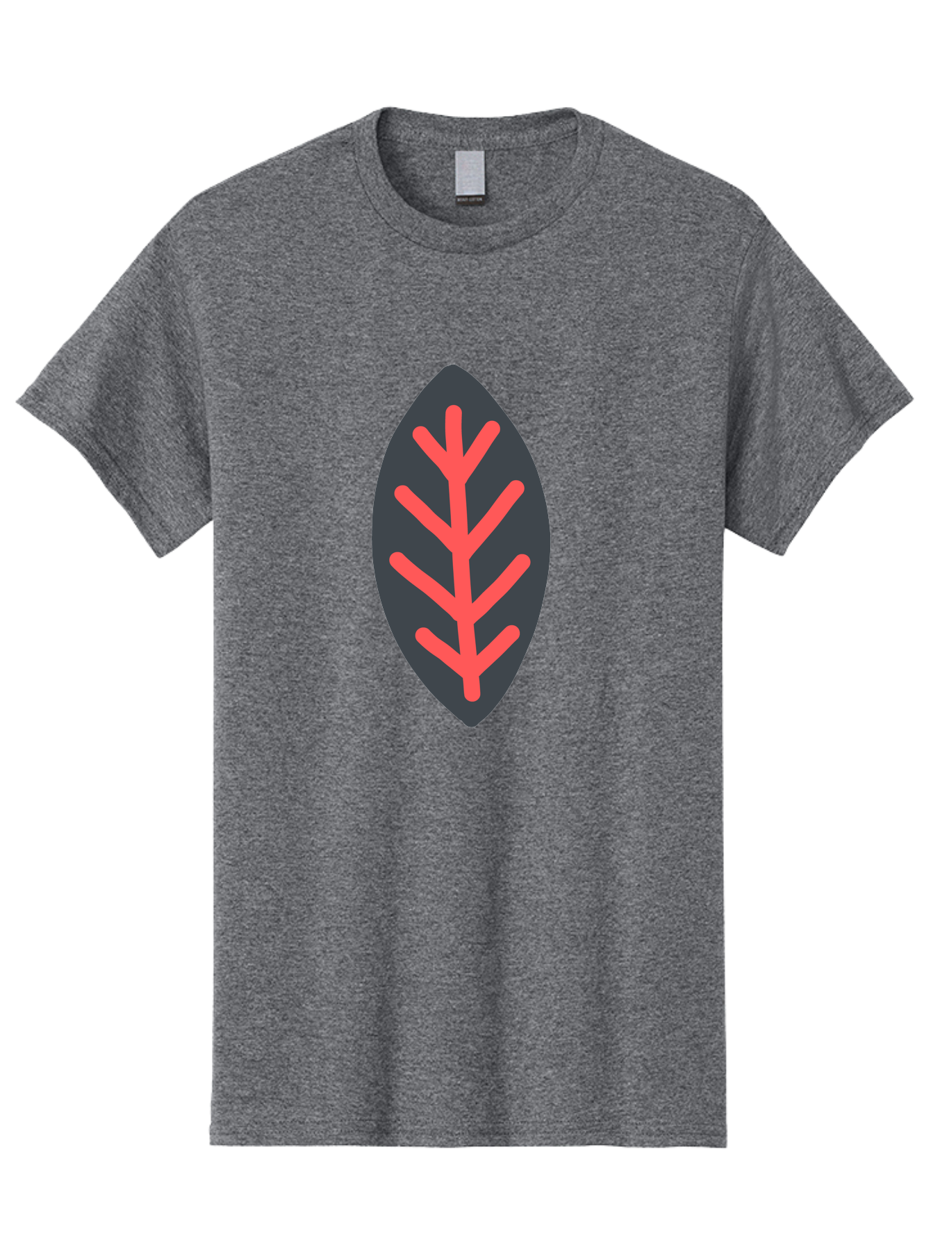 Leaf-Icon Men'S Graphic Tee, 100% Cotton, Comfortable Casual Summer Wear, Machine Washable, Stylized Leaf, Dark Gray Leaf, Red Veins, Minimalist Design, Simple Shapes, Abstract Foliage, Botanical Icon Aab762