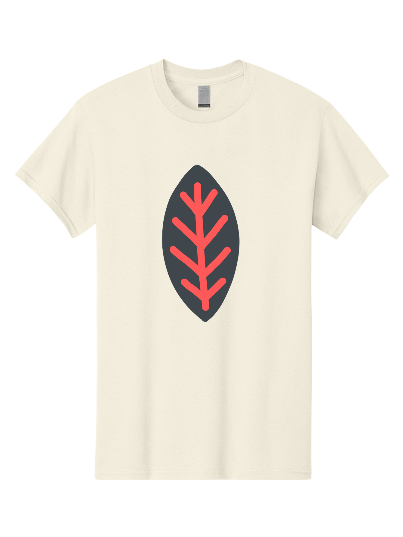 Leaf-Icon Men'S Graphic Tee, 100% Cotton, Comfortable Casual Summer Wear, Machine Washable, Stylized Leaf, Dark Gray Leaf, Red Veins, Minimalist Design, Simple Shapes, Abstract Foliage, Botanical Icon Aab762