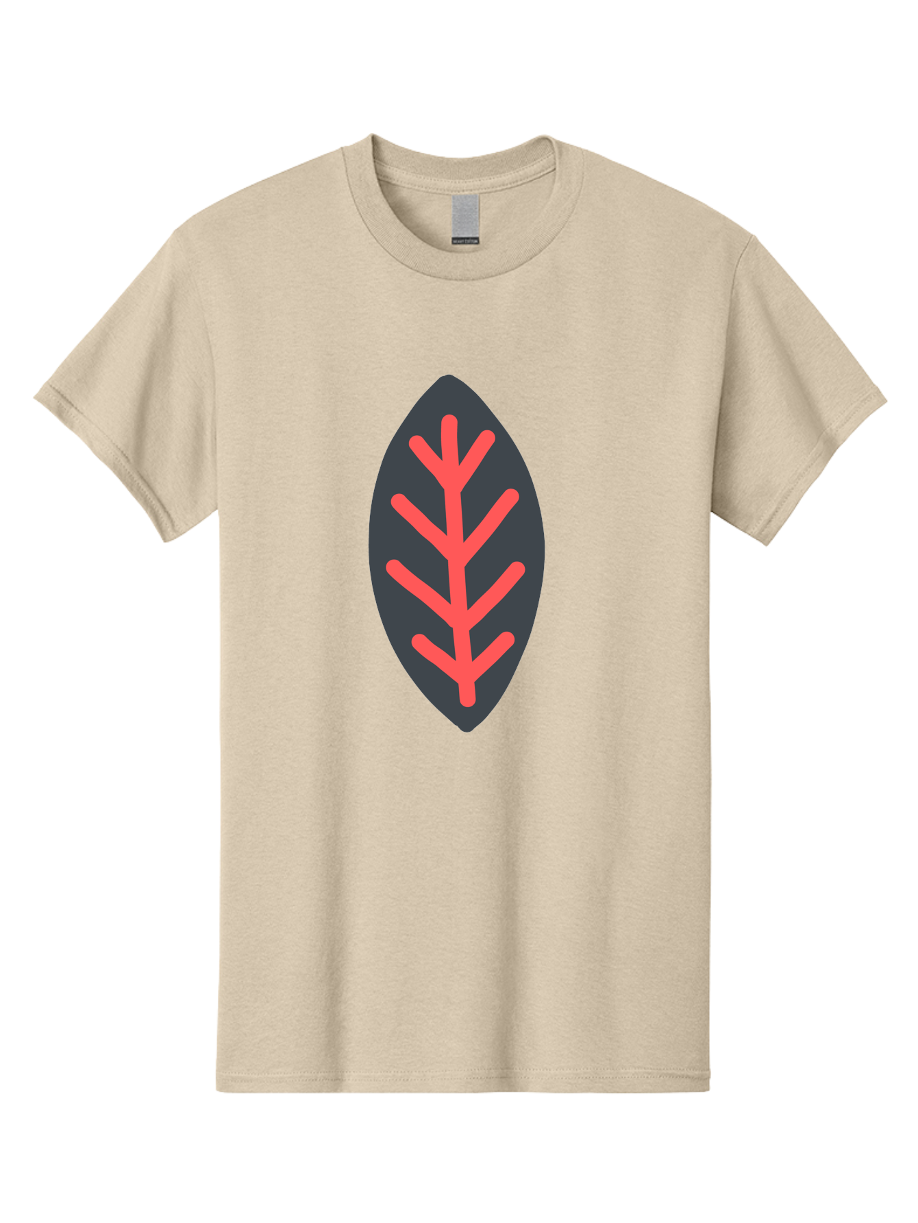 Leaf-Icon Men'S Graphic Tee, 100% Cotton, Comfortable Casual Summer Wear, Machine Washable, Stylized Leaf, Dark Gray Leaf, Red Veins, Minimalist Design, Simple Shapes, Abstract Foliage, Botanical Icon Aab762