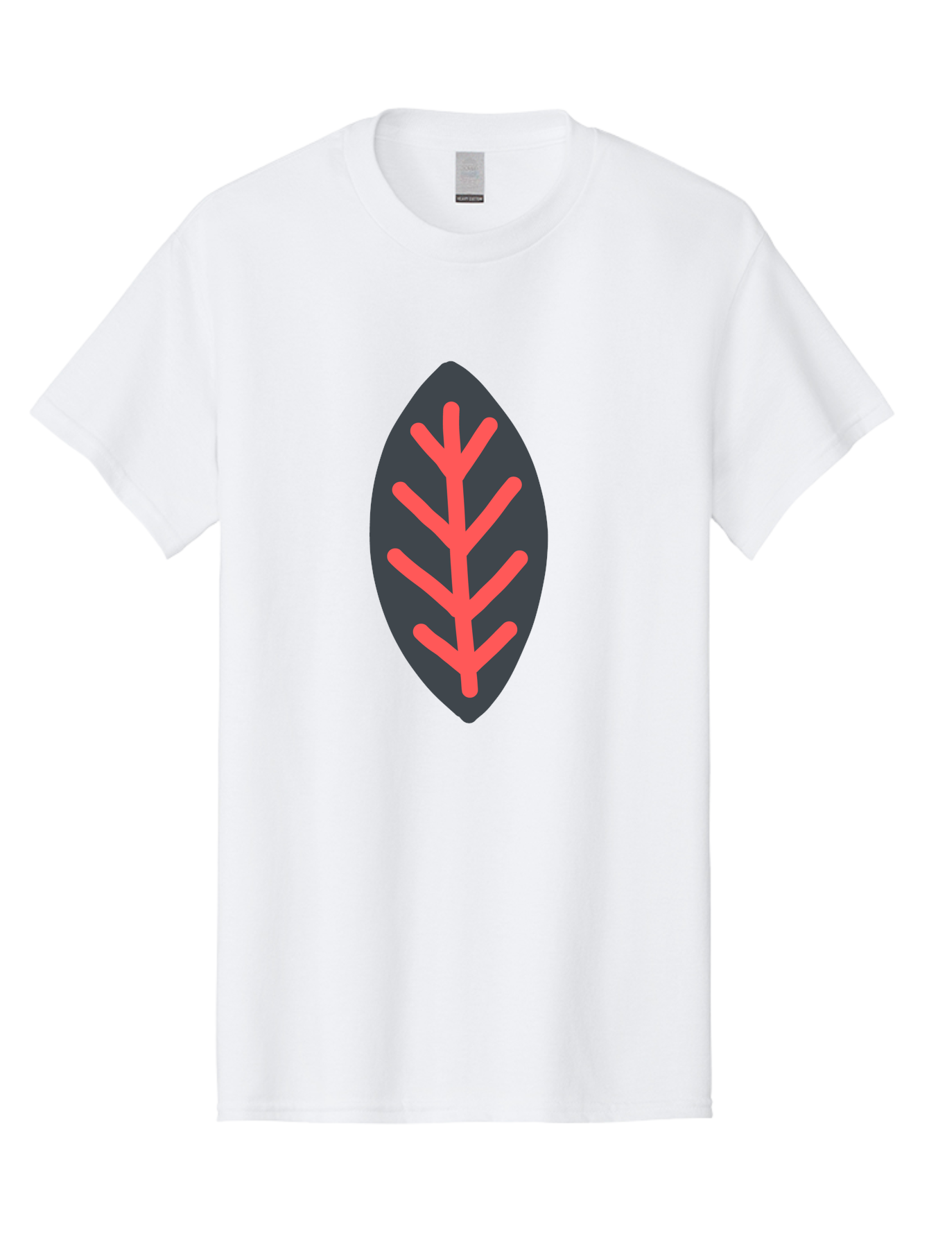 Leaf-Icon Men'S Graphic Tee, 100% Cotton, Comfortable Casual Summer Wear, Machine Washable, Stylized Leaf, Dark Gray Leaf, Red Veins, Minimalist Design, Simple Shapes, Abstract Foliage, Botanical Icon Aab762