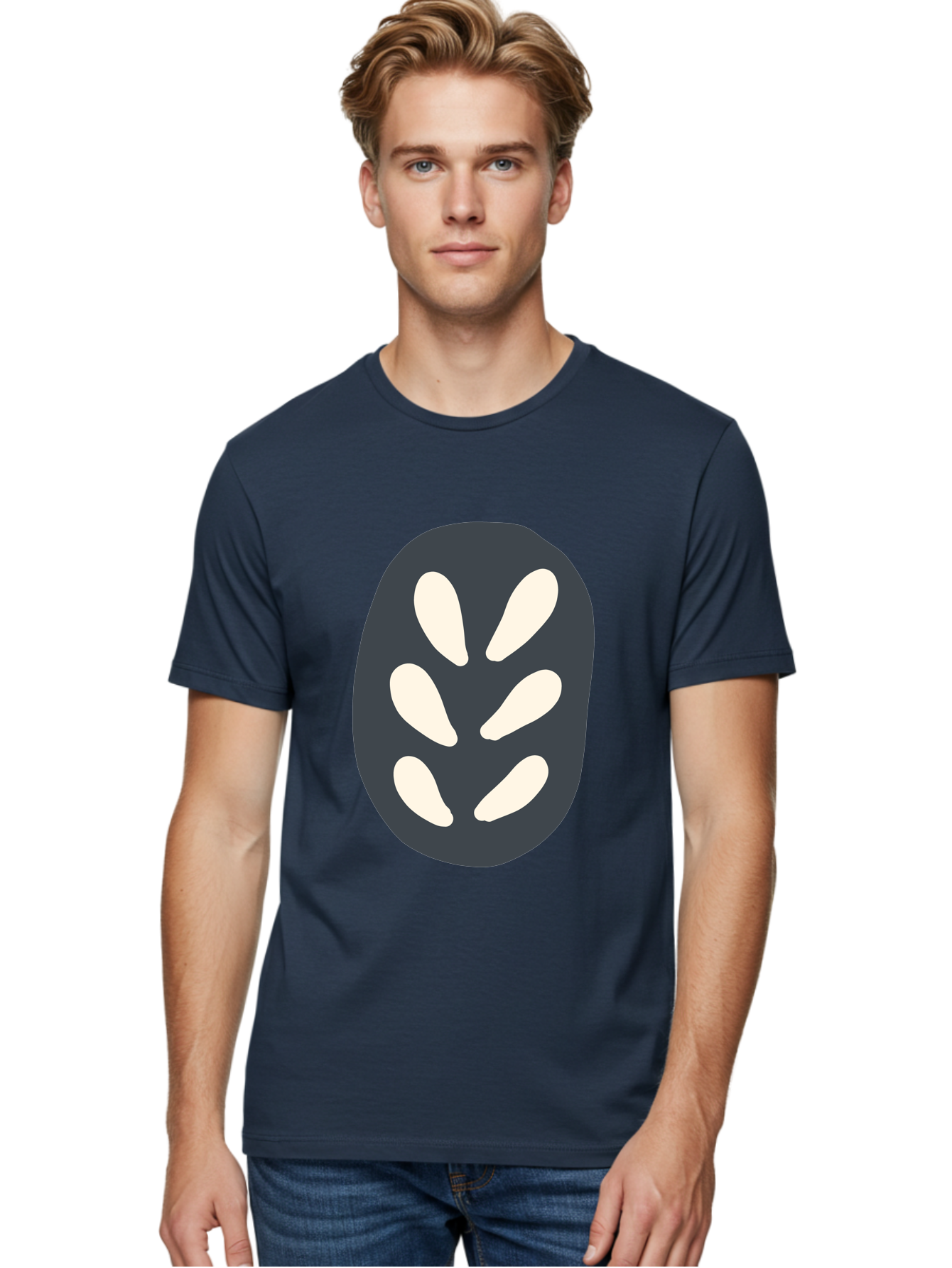 Oval-Icon Men'S Graphic Tee, 100% Cotton, Comfortable Casual Summer Wear, Machine Washable, Kiwi Fruit, Fruit Icon, Simple Graphics, Minimal Design, Fruit Symbol, Kiwi Illustration, Cartoon Fruit Aab766