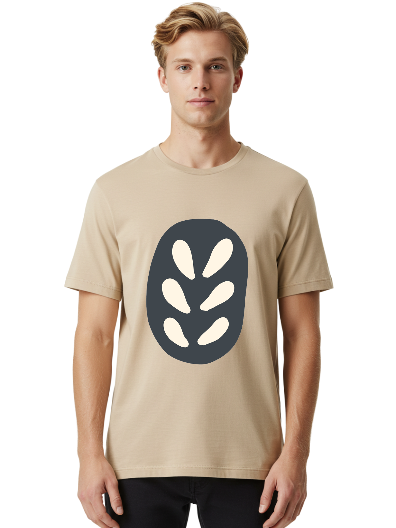 Oval-Icon Men'S Graphic Tee, 100% Cotton, Comfortable Casual Summer Wear, Machine Washable, Kiwi Fruit, Fruit Icon, Simple Graphics, Minimal Design, Fruit Symbol, Kiwi Illustration, Cartoon Fruit Aab766