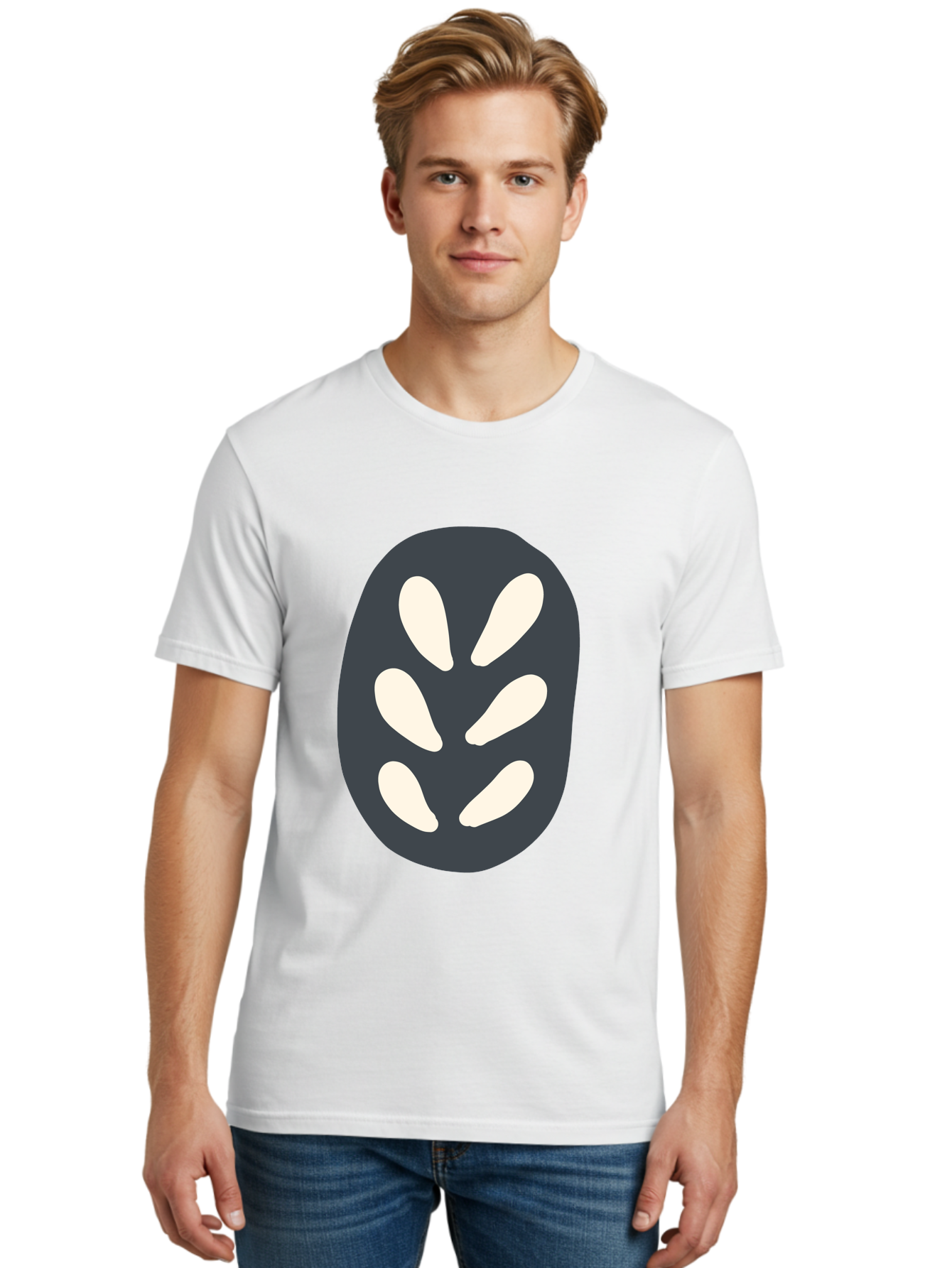 Oval-Icon Men'S Graphic Tee, 100% Cotton, Comfortable Casual Summer Wear, Machine Washable, Kiwi Fruit, Fruit Icon, Simple Graphics, Minimal Design, Fruit Symbol, Kiwi Illustration, Cartoon Fruit Aab766