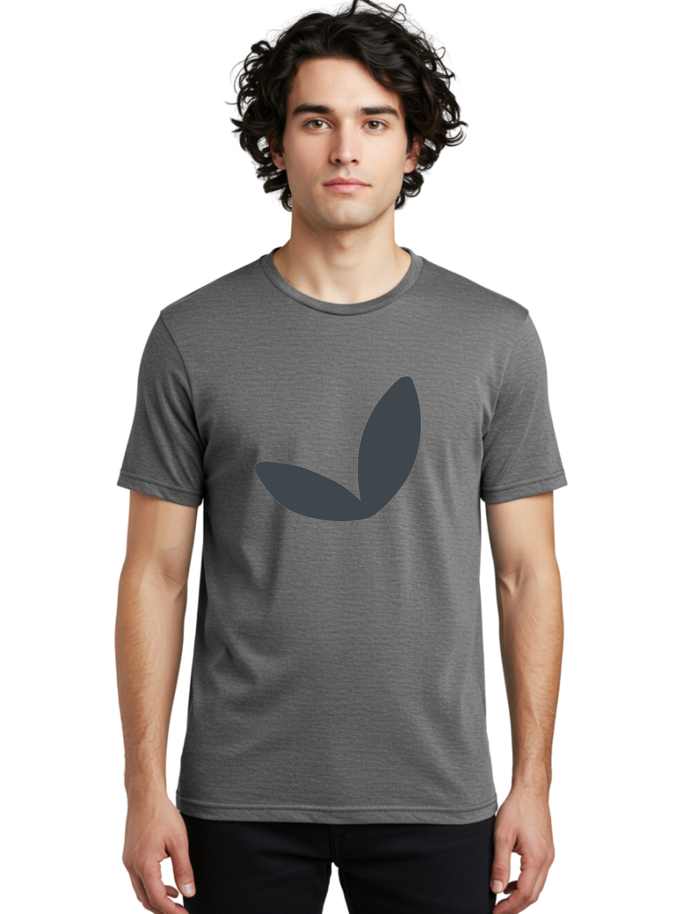 Petals Men'S Graphic Tee, 100% Cotton, Comfortable Casual Summer Wear, Machine Washable, Simple Vector Graphic, Minimalistic Design, Dark Grey Shapes, Pea Pod Illustration, Abstract Shapes, Modern Digital Art, Graphic Design Elements Aab768