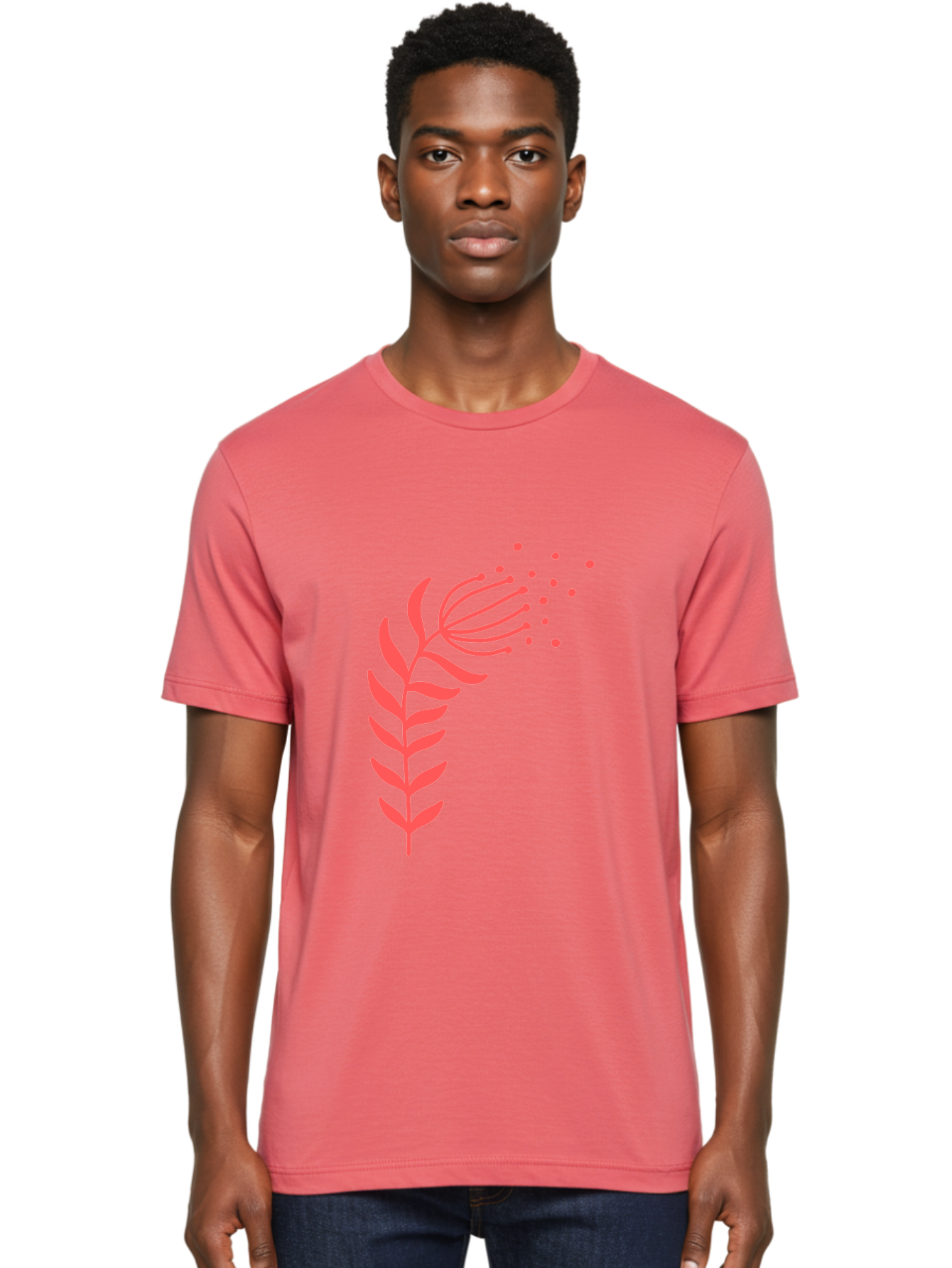 Pink-Cannabis Men'S Graphic Tee, 100% Cotton, Comfortable Casual Summer Wear, Machine Washable, Dandelion Seeds, Blowing In The Wind, Botanical Illustration, Simple Design, Floral Art, Whimsical Feel, Minimalist Art Aab770