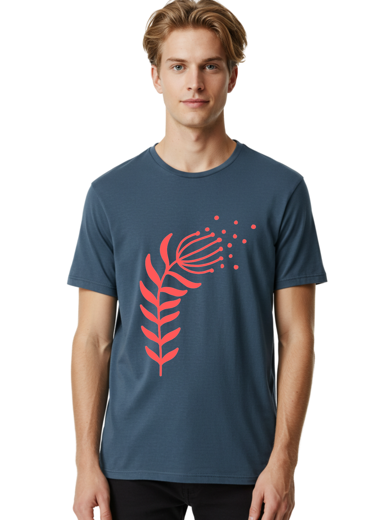Pink-Cannabis Men'S Graphic Tee, 100% Cotton, Comfortable Casual Summer Wear, Machine Washable, Dandelion Seeds, Blowing In The Wind, Botanical Illustration, Simple Design, Floral Art, Whimsical Feel, Minimalist Art Aab770
