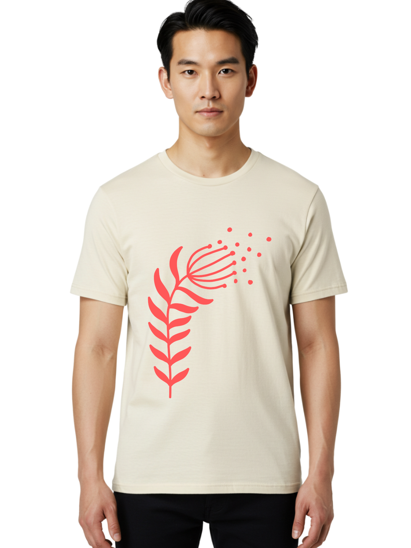 Pink-Cannabis Men'S Graphic Tee, 100% Cotton, Comfortable Casual Summer Wear, Machine Washable, Dandelion Seeds, Blowing In The Wind, Botanical Illustration, Simple Design, Floral Art, Whimsical Feel, Minimalist Art Aab770