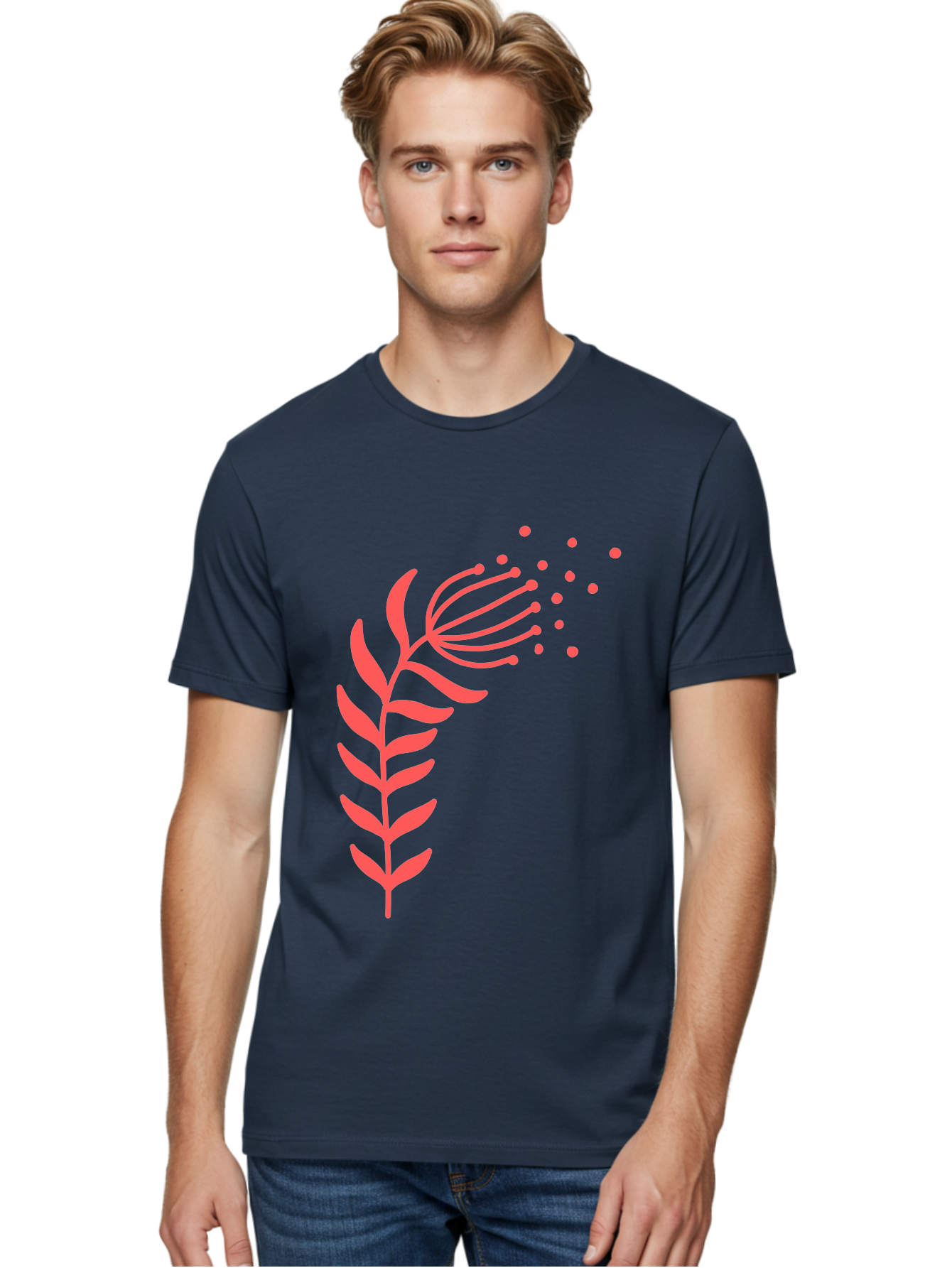 Pink-Cannabis Men'S Graphic Tee, 100% Cotton, Comfortable Casual Summer Wear, Machine Washable, Dandelion Seeds, Blowing In The Wind, Botanical Illustration, Simple Design, Floral Art, Whimsical Feel, Minimalist Art Aab770